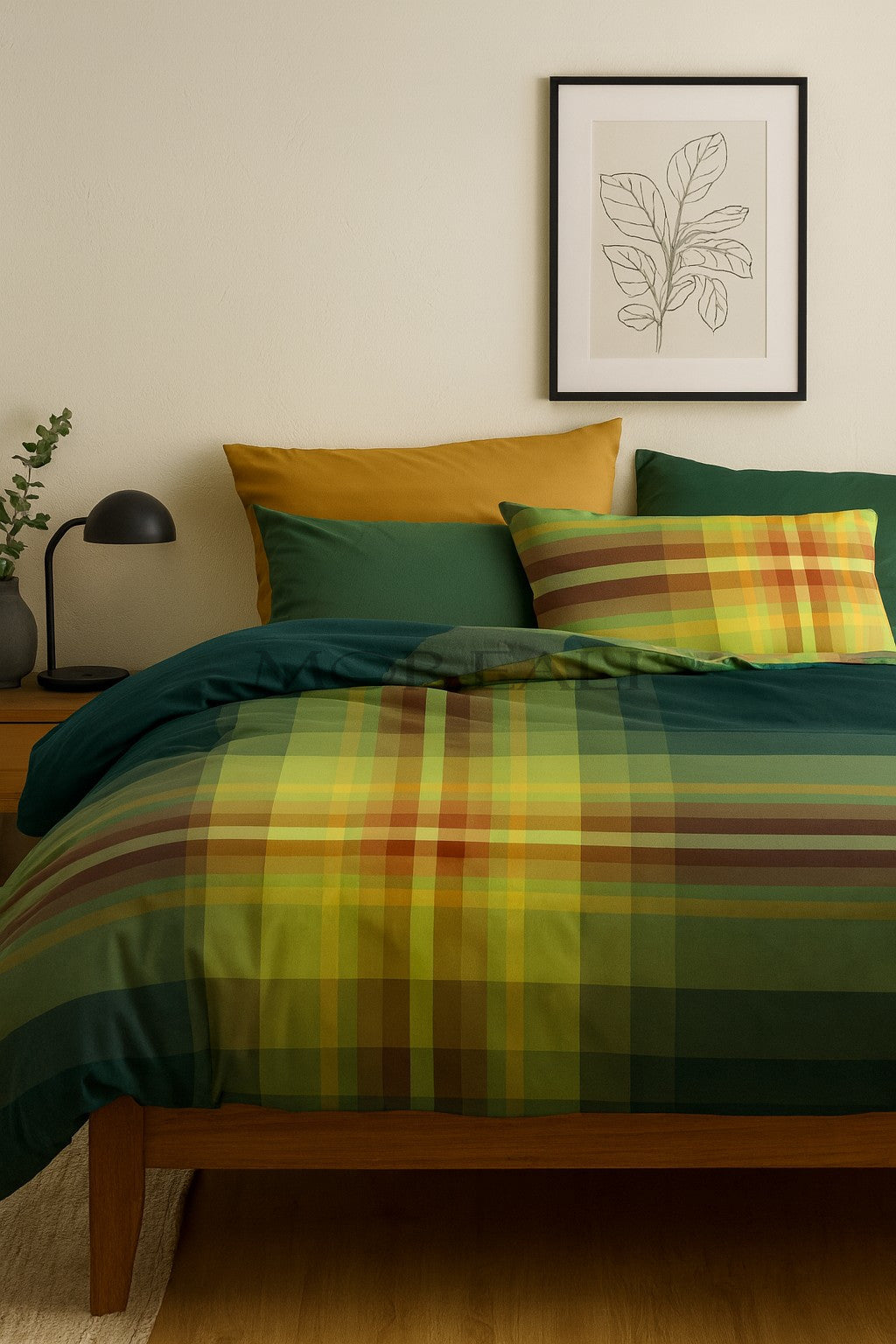 Parure Copripiumino BOSSI Green Letto Bossi Matrimoniale Tinto Filo