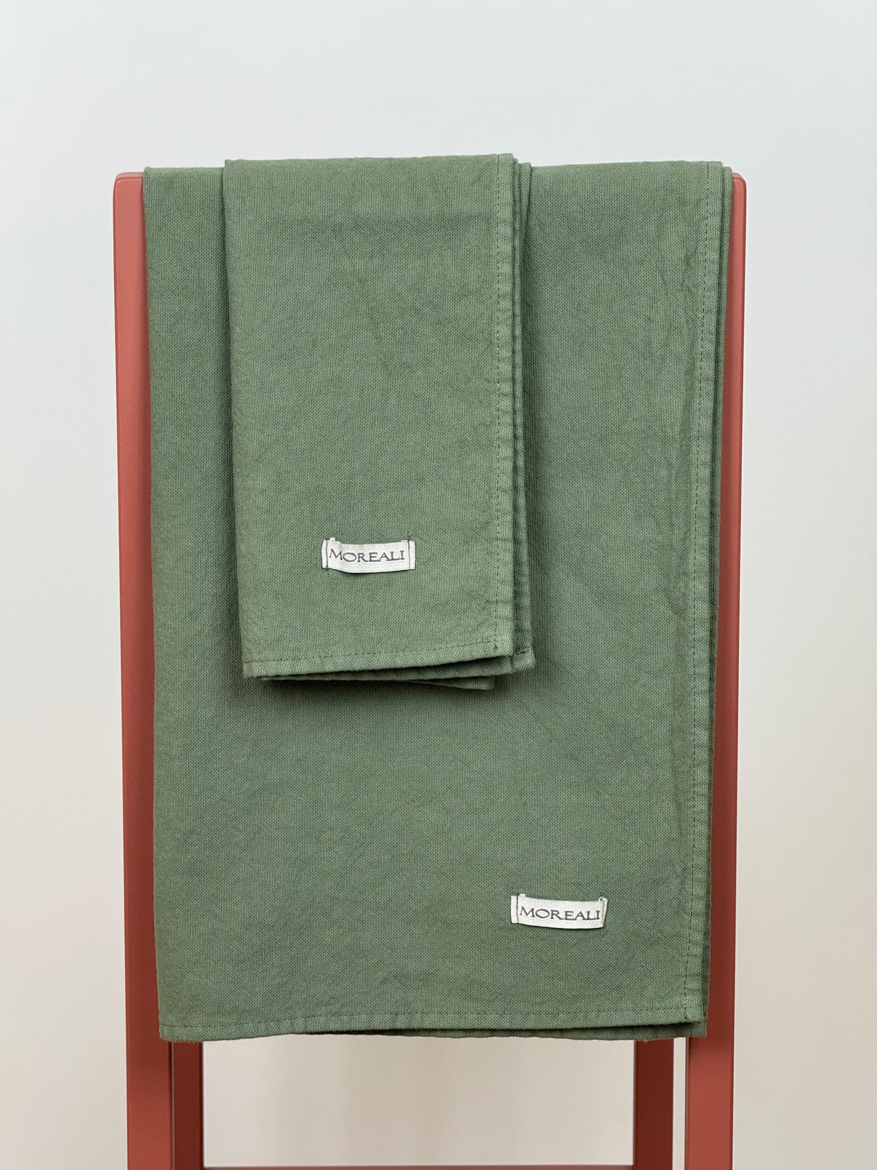 Set Canovacci No-Stiro Cotone STONE Cucina Moreali Tessile Casa 50 x 70 cm Verde