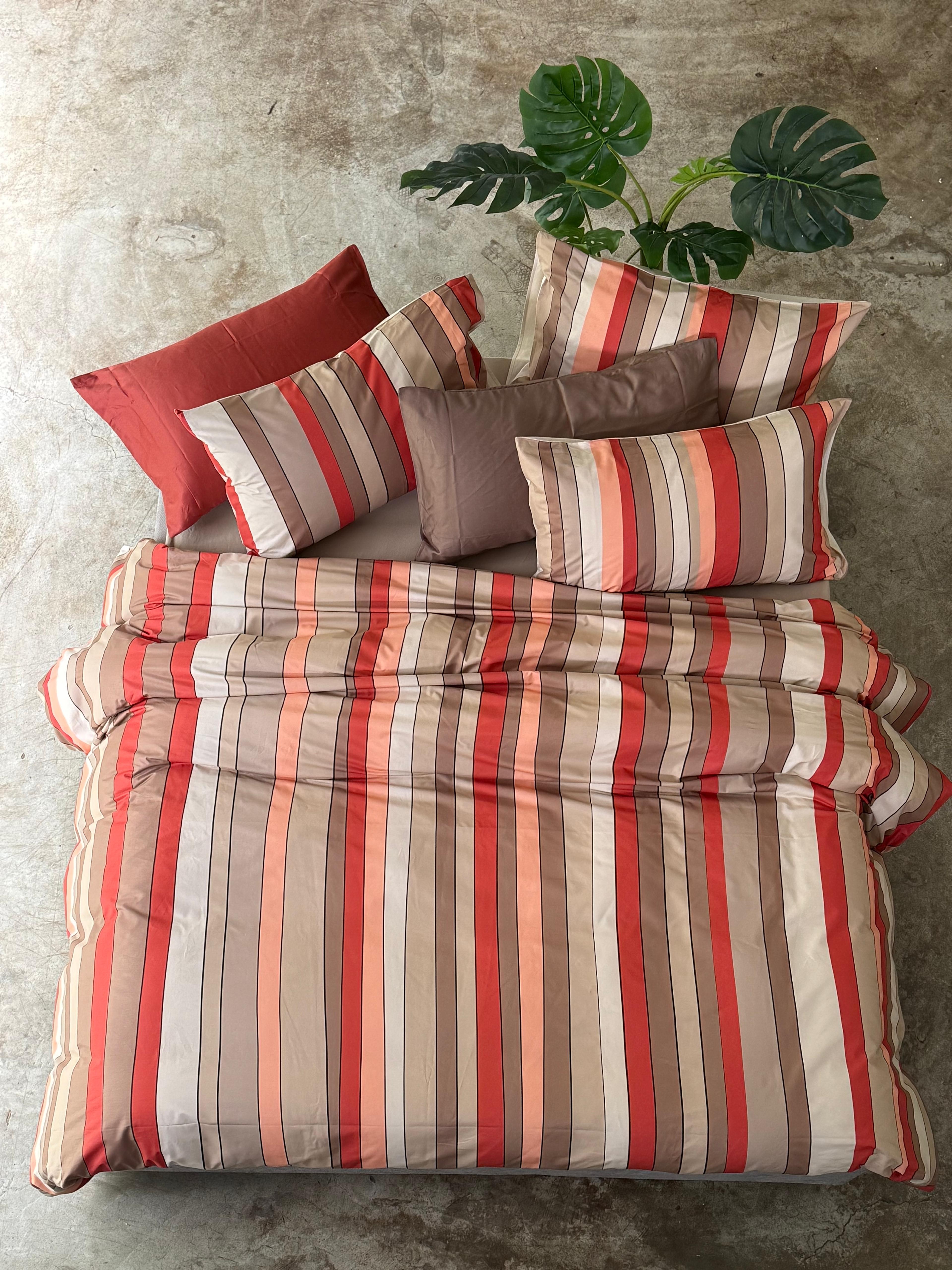 Parure Copripiumino BAIADERA Letto Moreali Tessile Casa Matrimoniale Terracotta