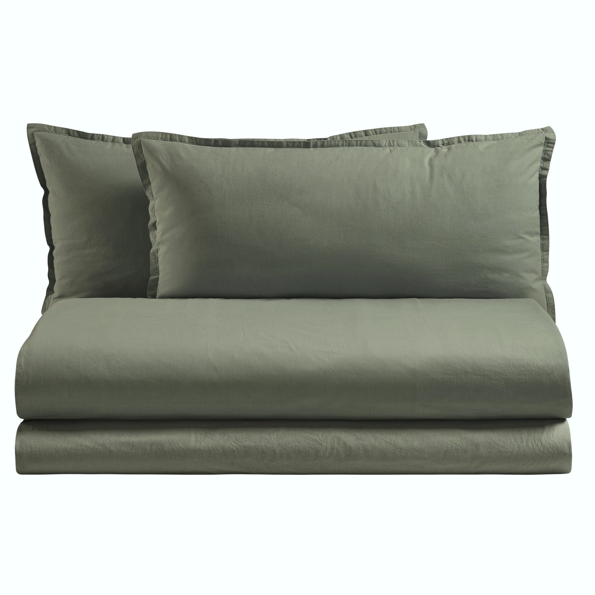 Parure Copripiumino Cotone No-Stiro ESSENZIALE Letto Moreali Tessile Casa Matrimoniale Verde