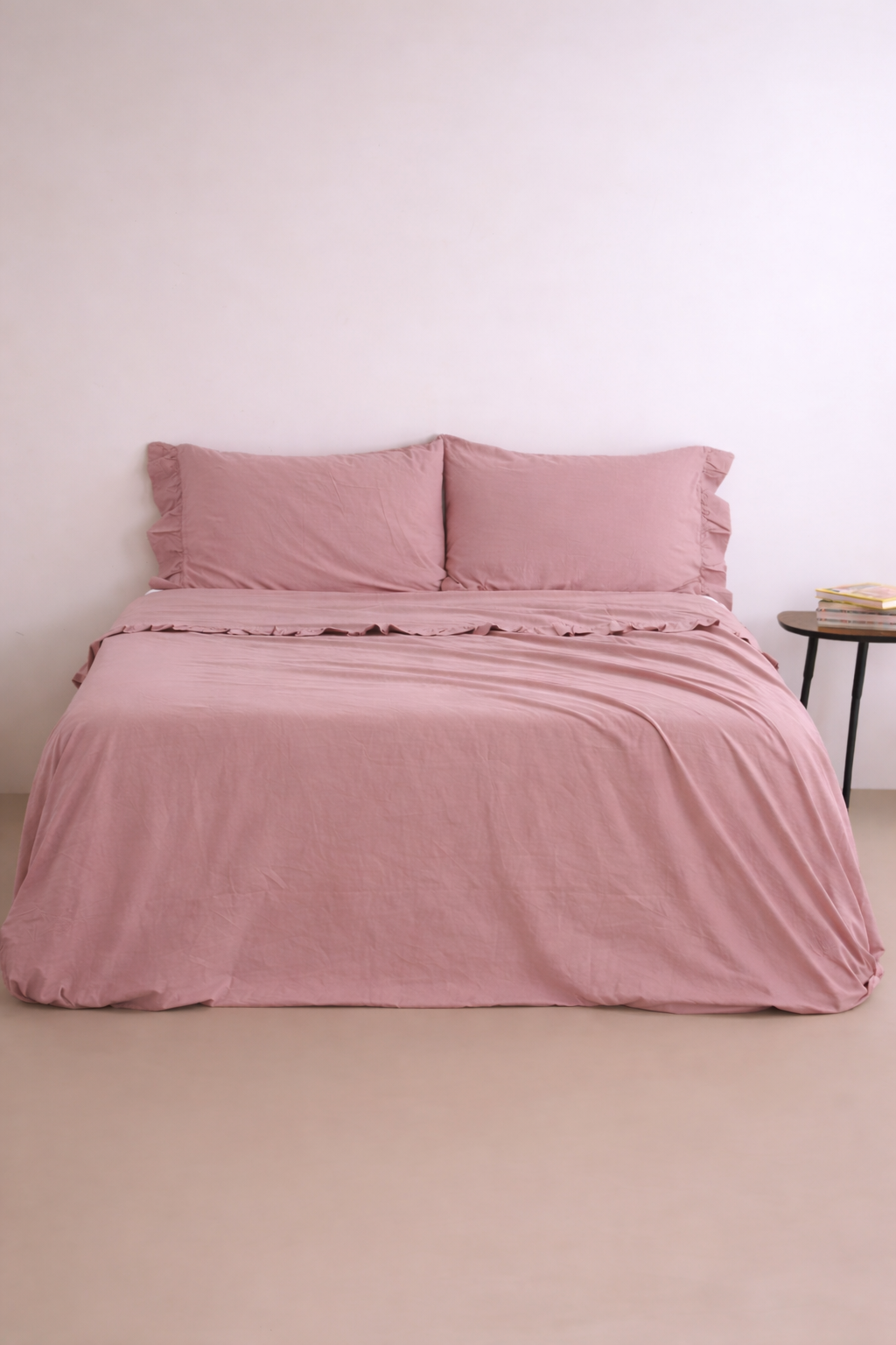 Parure Lenzuola No-Stiro FRAPPA Letto Moreali Tessile Casa Matrimoniale Rosa Tenue