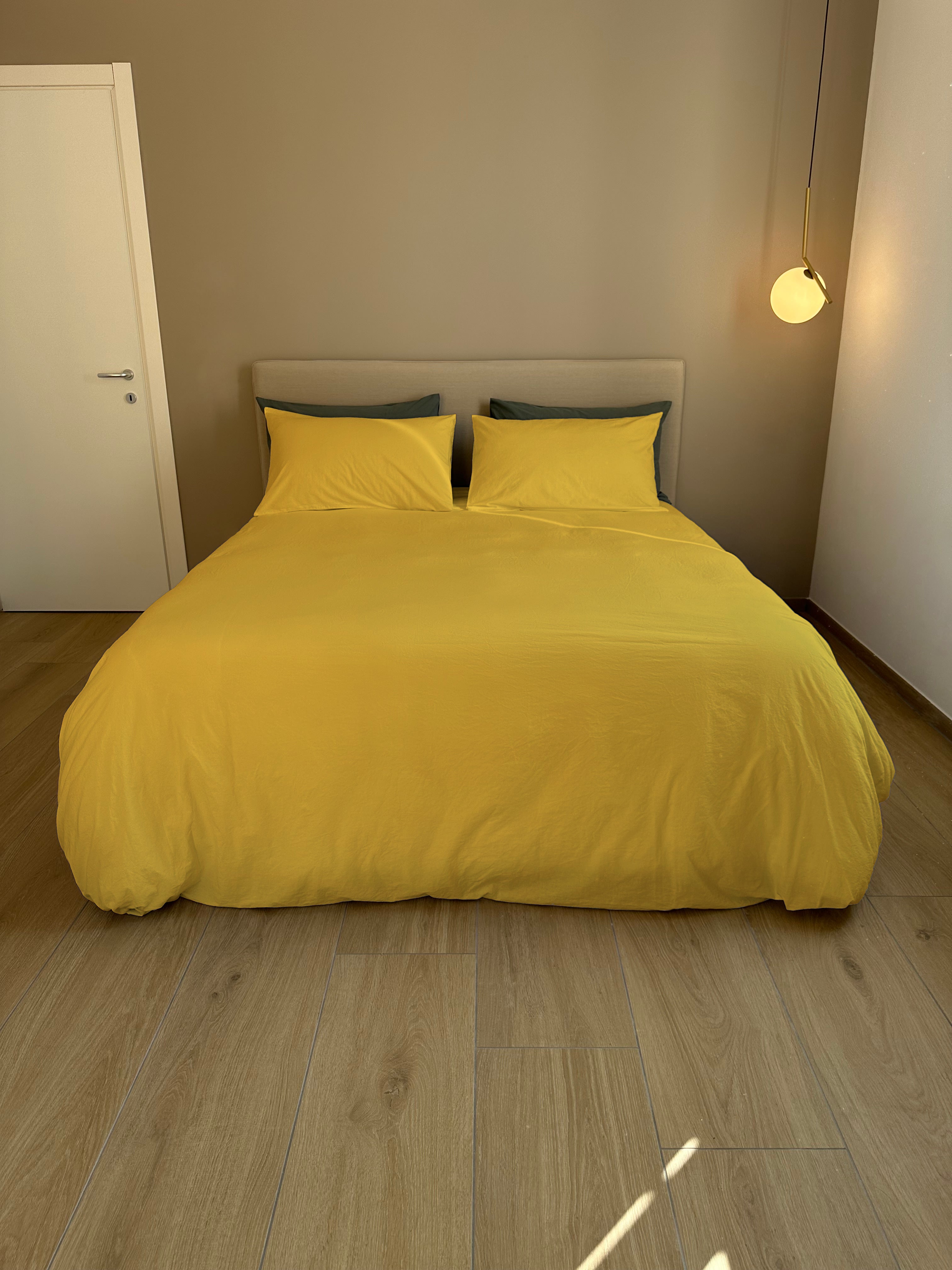 POPUP Parure Copripiumino No-Stiro ESSENZIALE Singolo Letto Moreali Tessile Casa Piazza e Mezzo Ocra