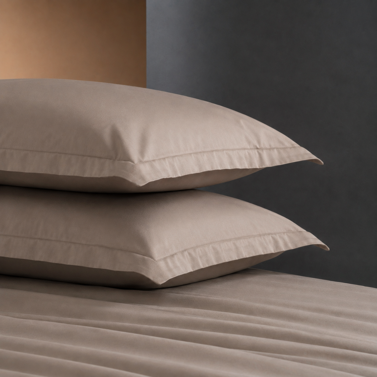 Coppia Federe Cotone Madapolam PAINT Letto Riviera 50 x 80 Marron Glacè