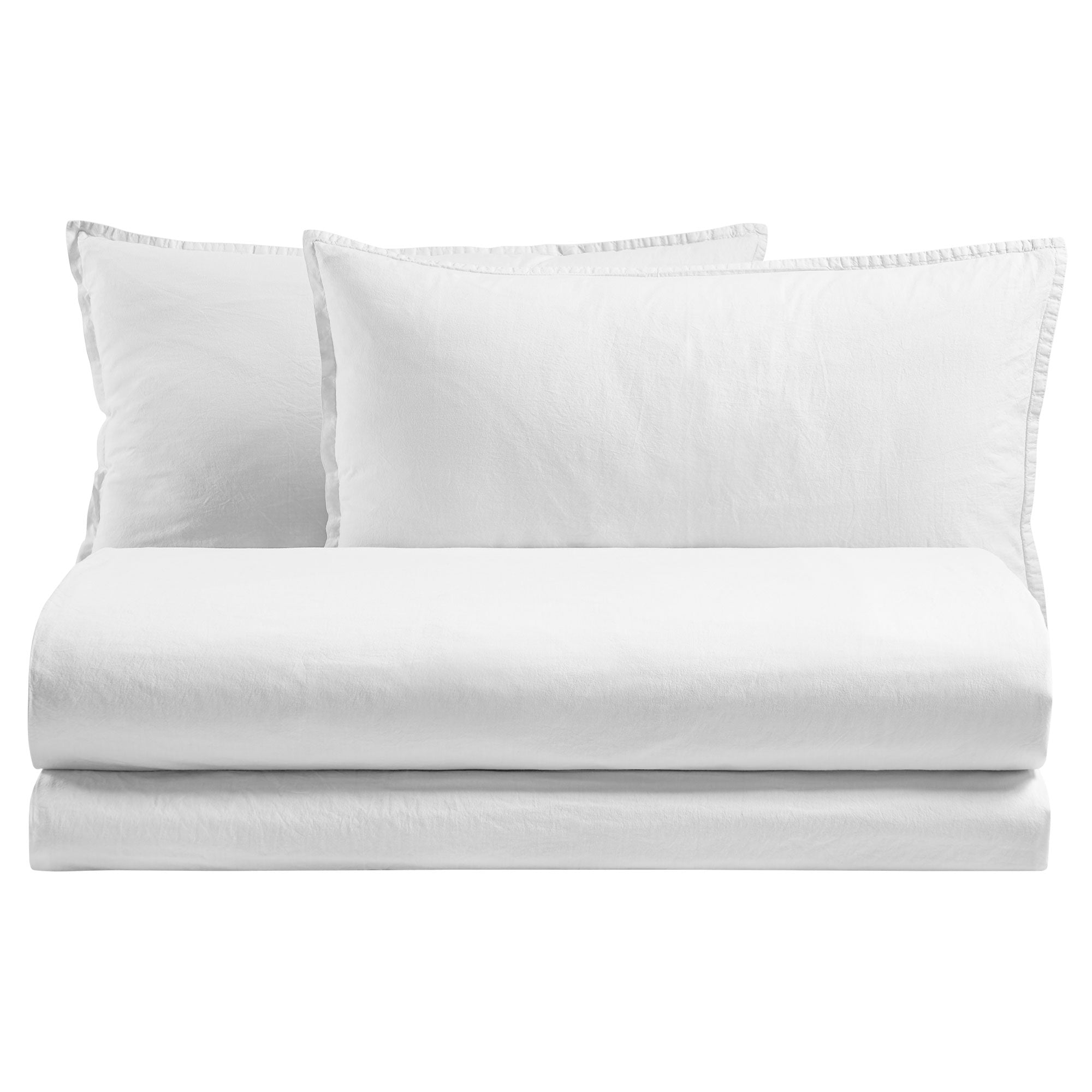 Parure Copripiumino Cotone No-Stiro ESSENZIALE Letto Moreali Tessile Casa Matrimoniale Bianco