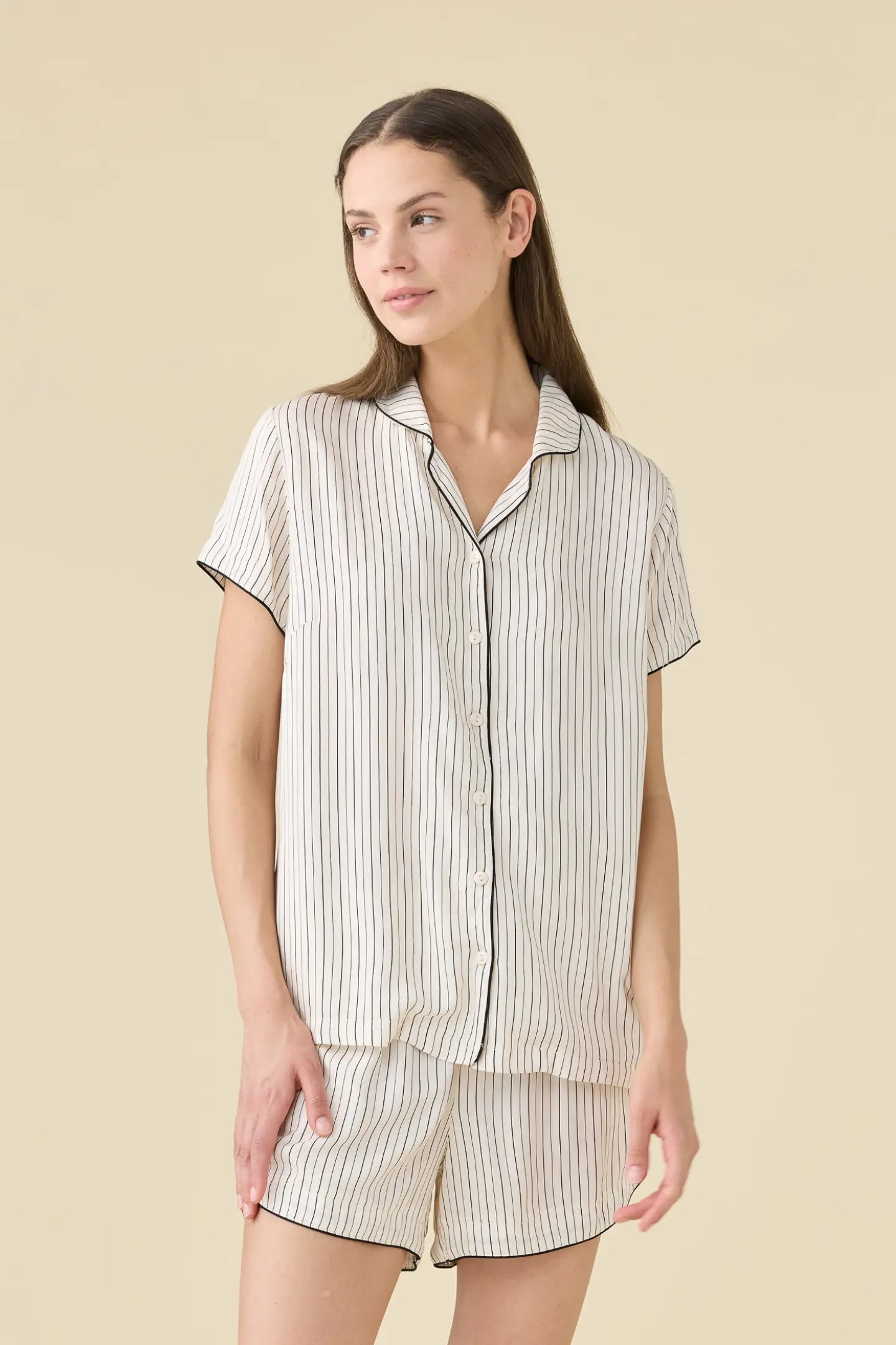 Pigiama Donna Corto Aperto Cherie Abbigliamento Moreali Tessile Casa XS Beige