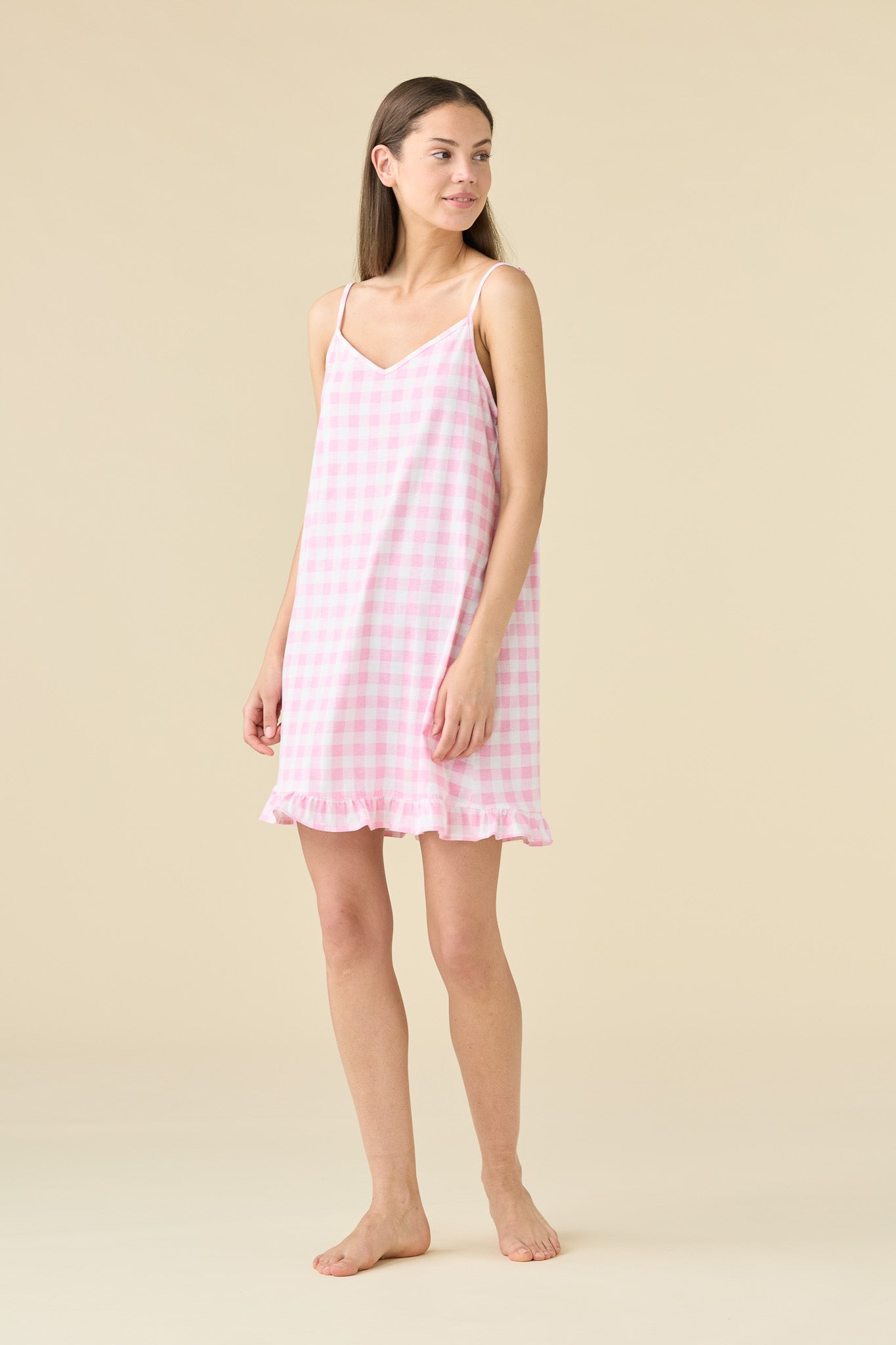 Camicia da Notte Cotone Vichy Abbigliamento Moreali Tessile Casa