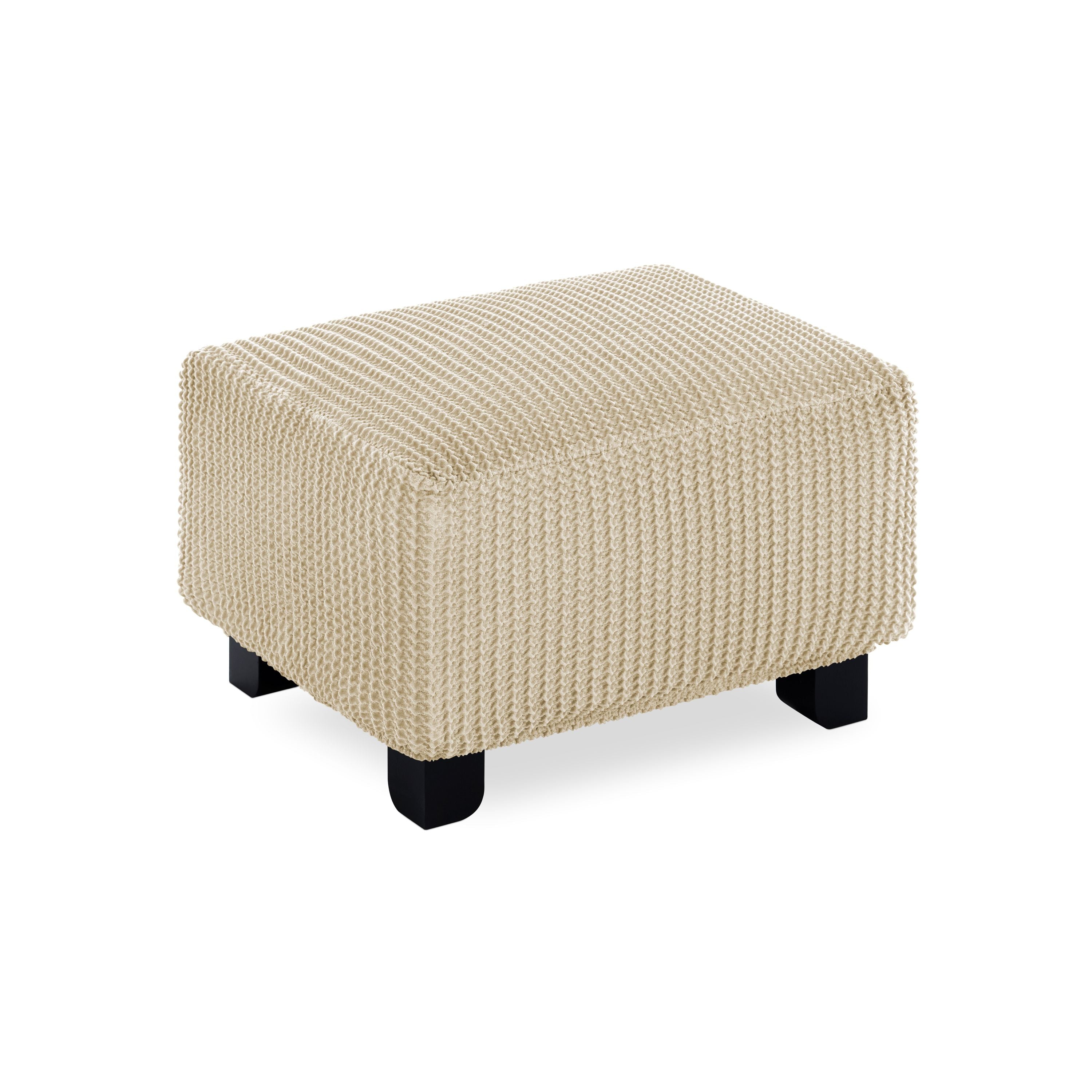 Copri Puff Multi-Stretch Soggiorno Belmarti Piccolo 40-65 cm Panna