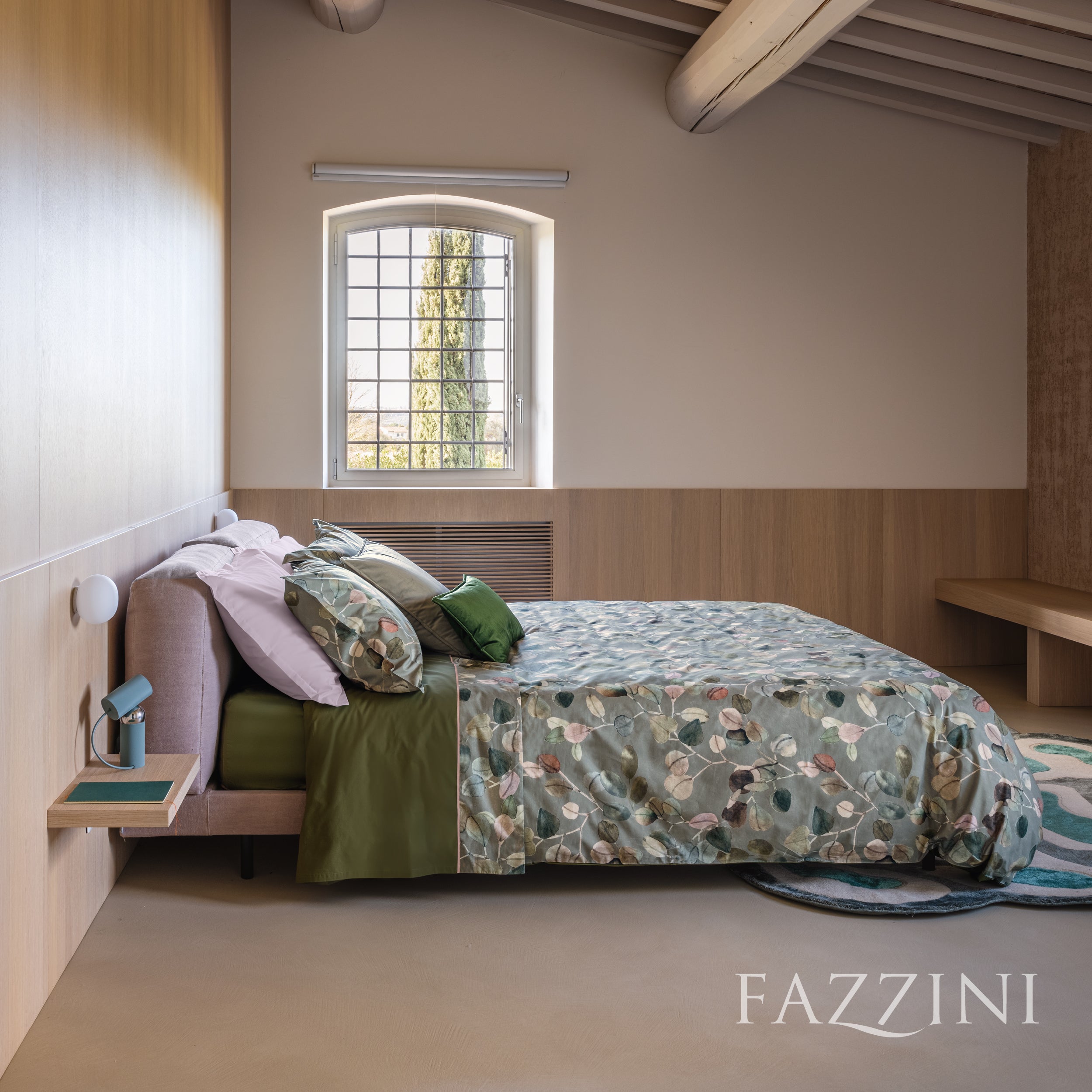 Parure Copripiumino Percalle Sabi Sabi Letto Fazzini Matrimoniale Grigio - Verde