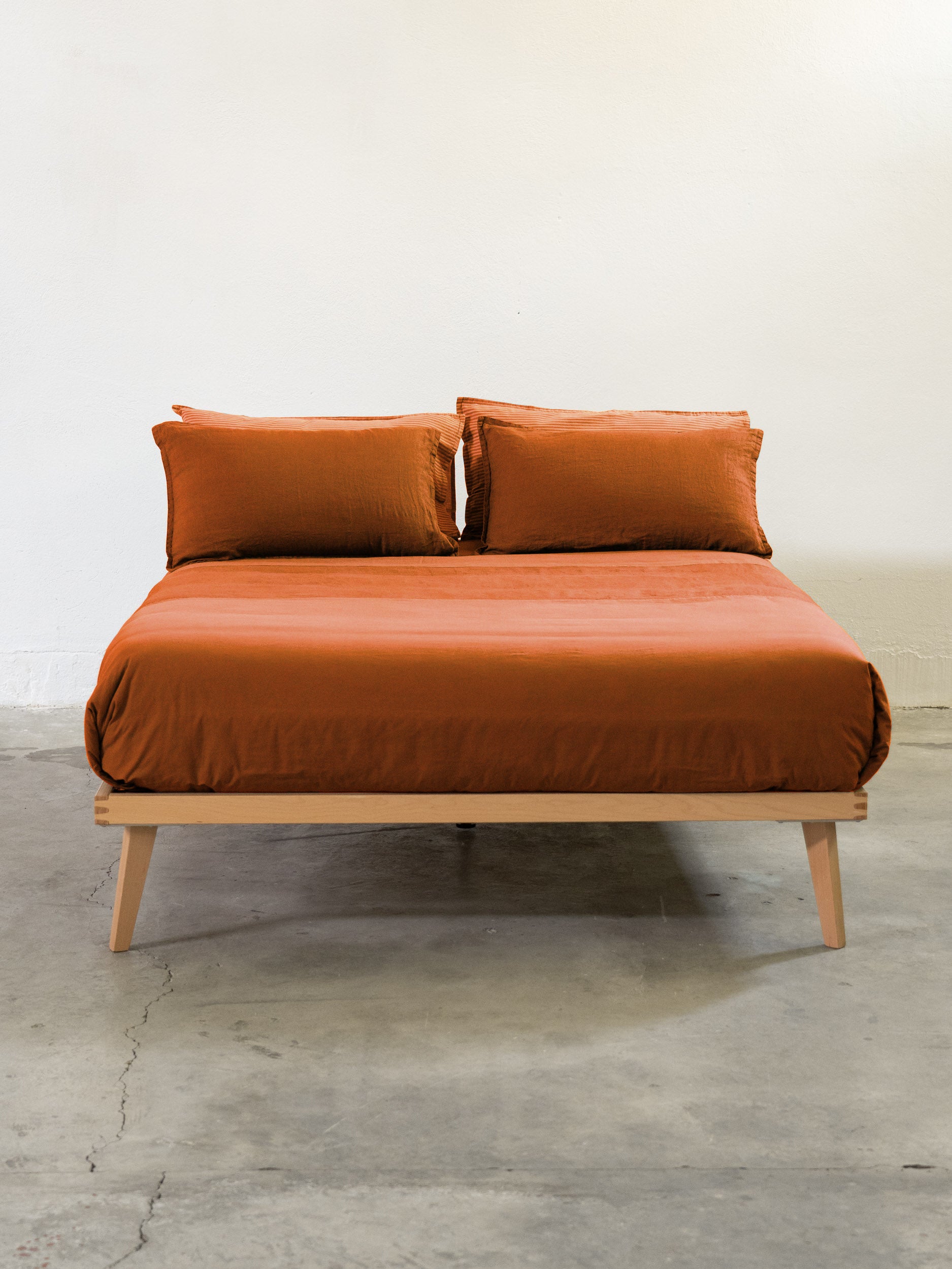 FINE SERIE Parure Copripiumino No-Stiro Lino/Cotone NIRANO Letto Moreali Tessile Casa Matrimoniale Coccio