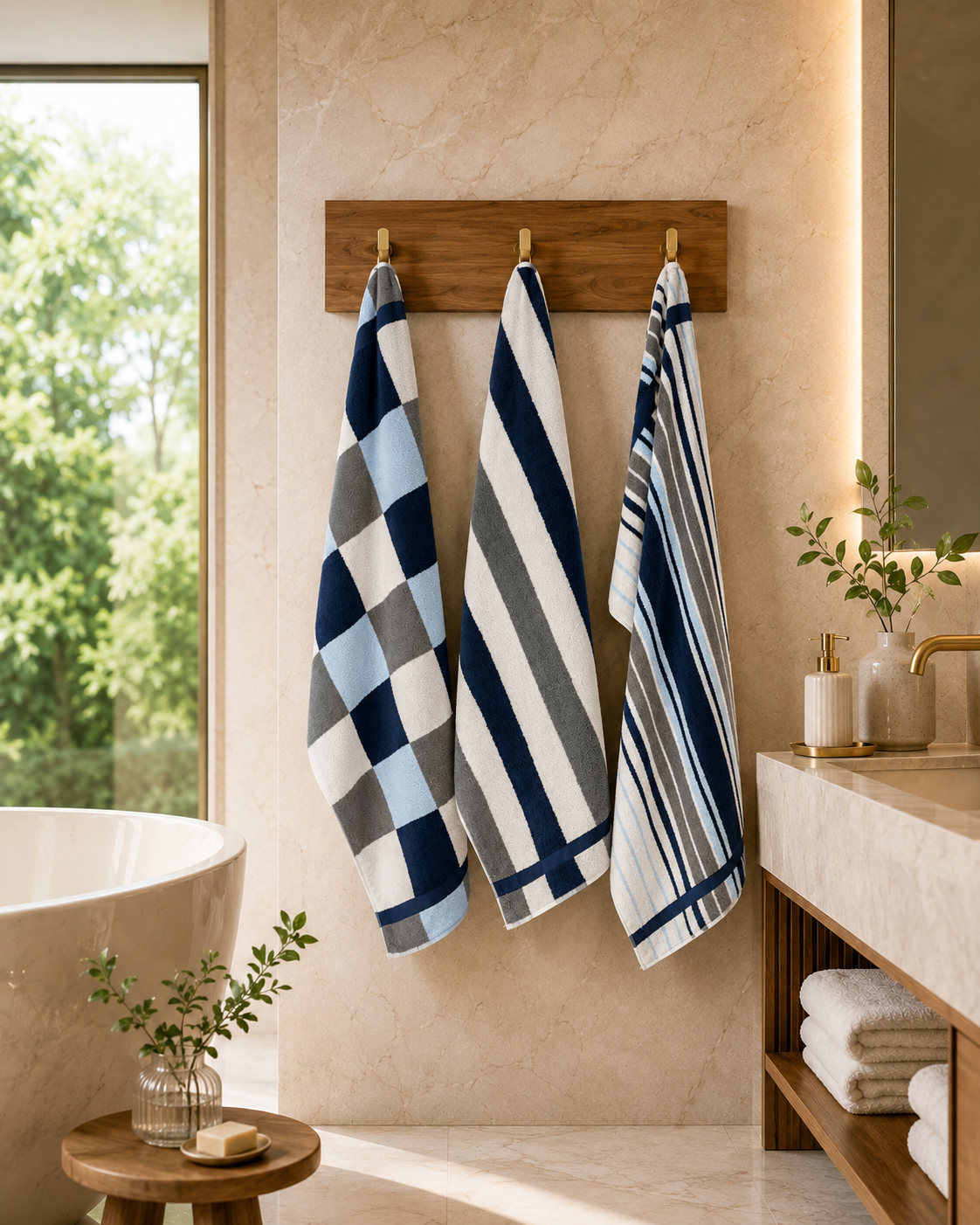 Asciugamano MAXI Cotone Americano Tinto Filo Bagno Moreali Tessile Casa