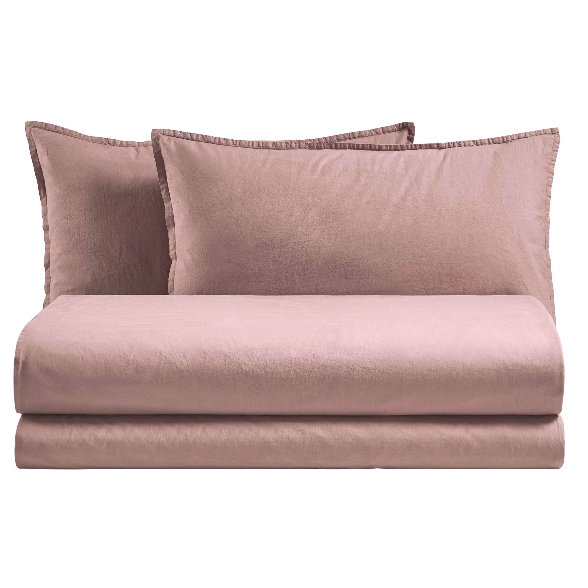 Parure Copripiumino Cotone No-Stiro ESSENZIALE Letto Moreali Tessile Casa Matrimoniale Rosa Tenue