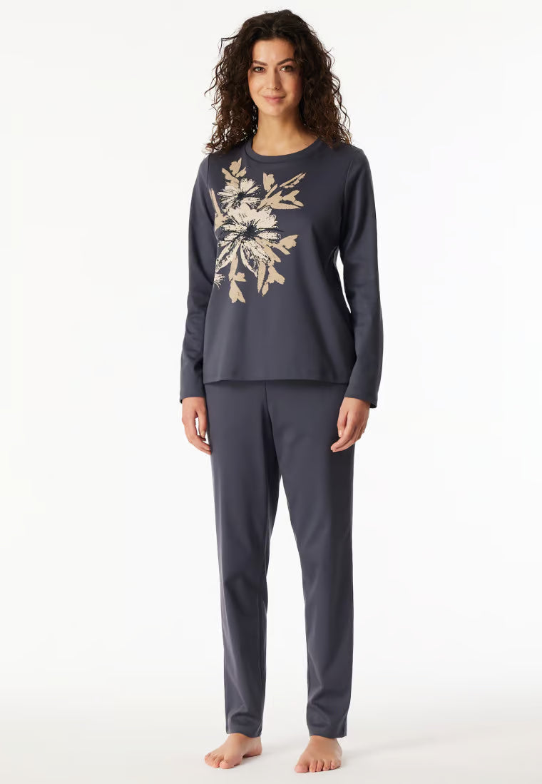 Pigiama Donna Interlock Flowers Grafite Schiesser