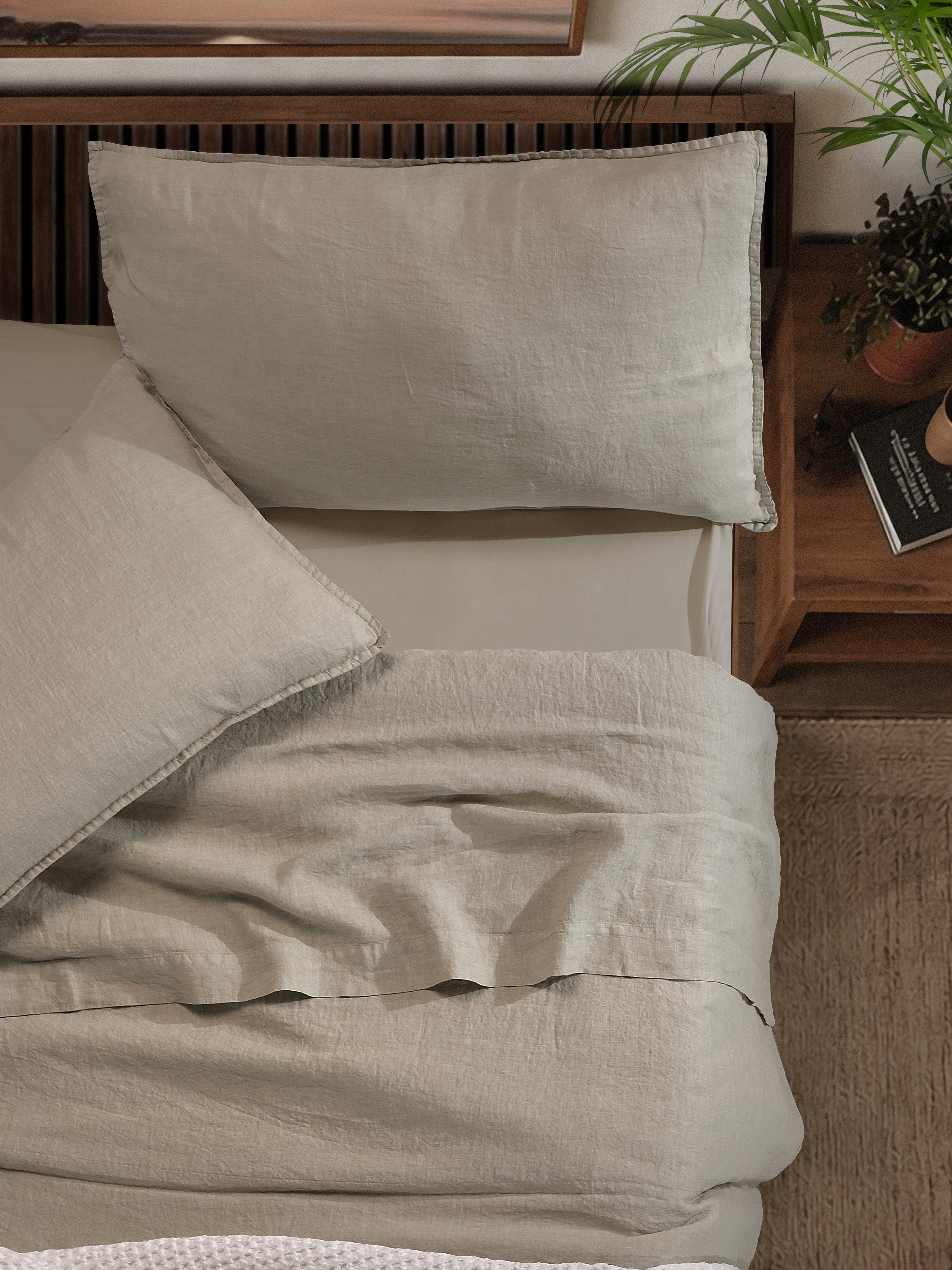 Parure Lenzuola No-Stiro PURO LINO Letto Moreali Tessile Casa Matrimoniale Corda