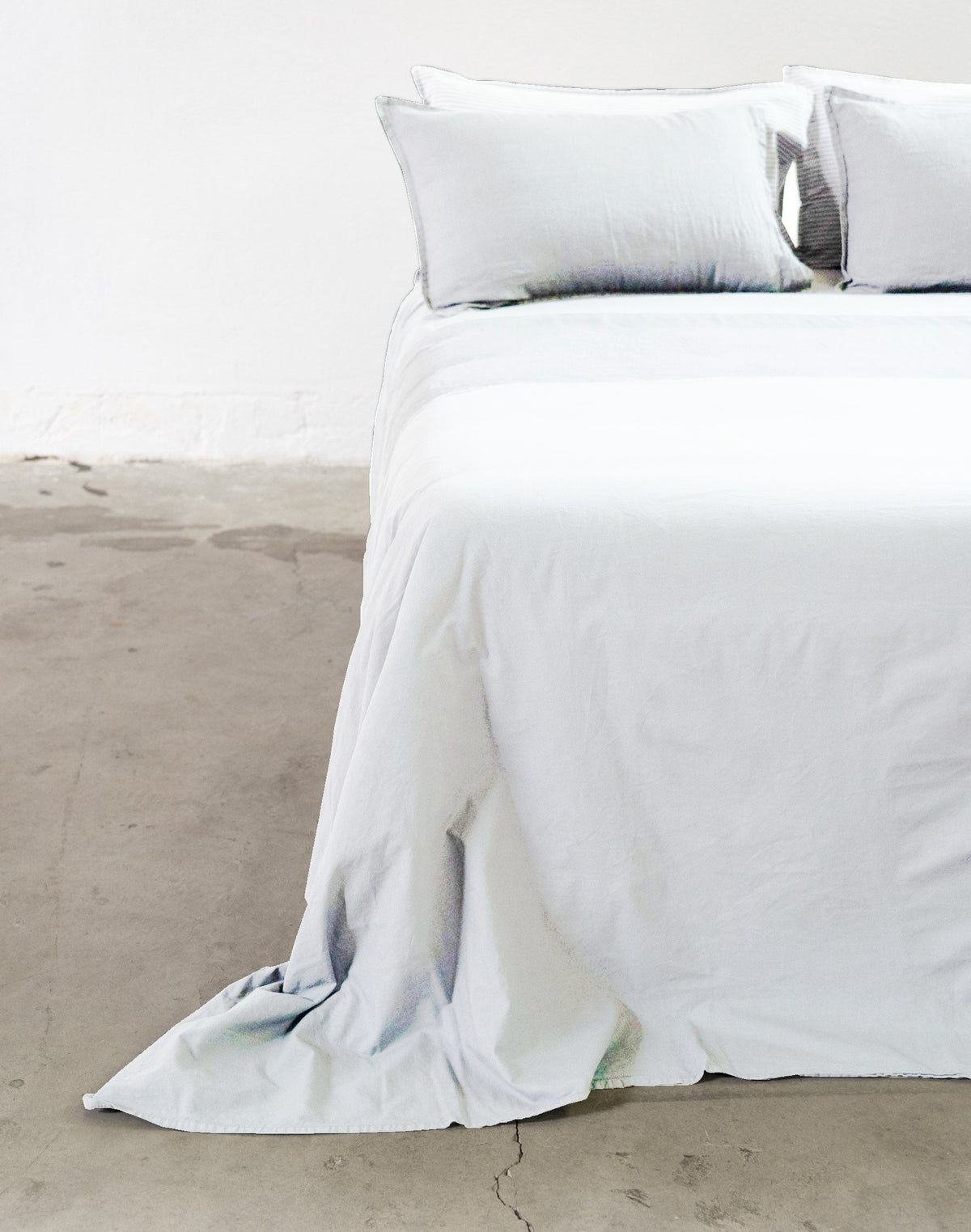 Parure Copripiumino No-Stiro Lino/Cotone NIRANO Letto Moreali Tessile Casa Matrimoniale Bianco