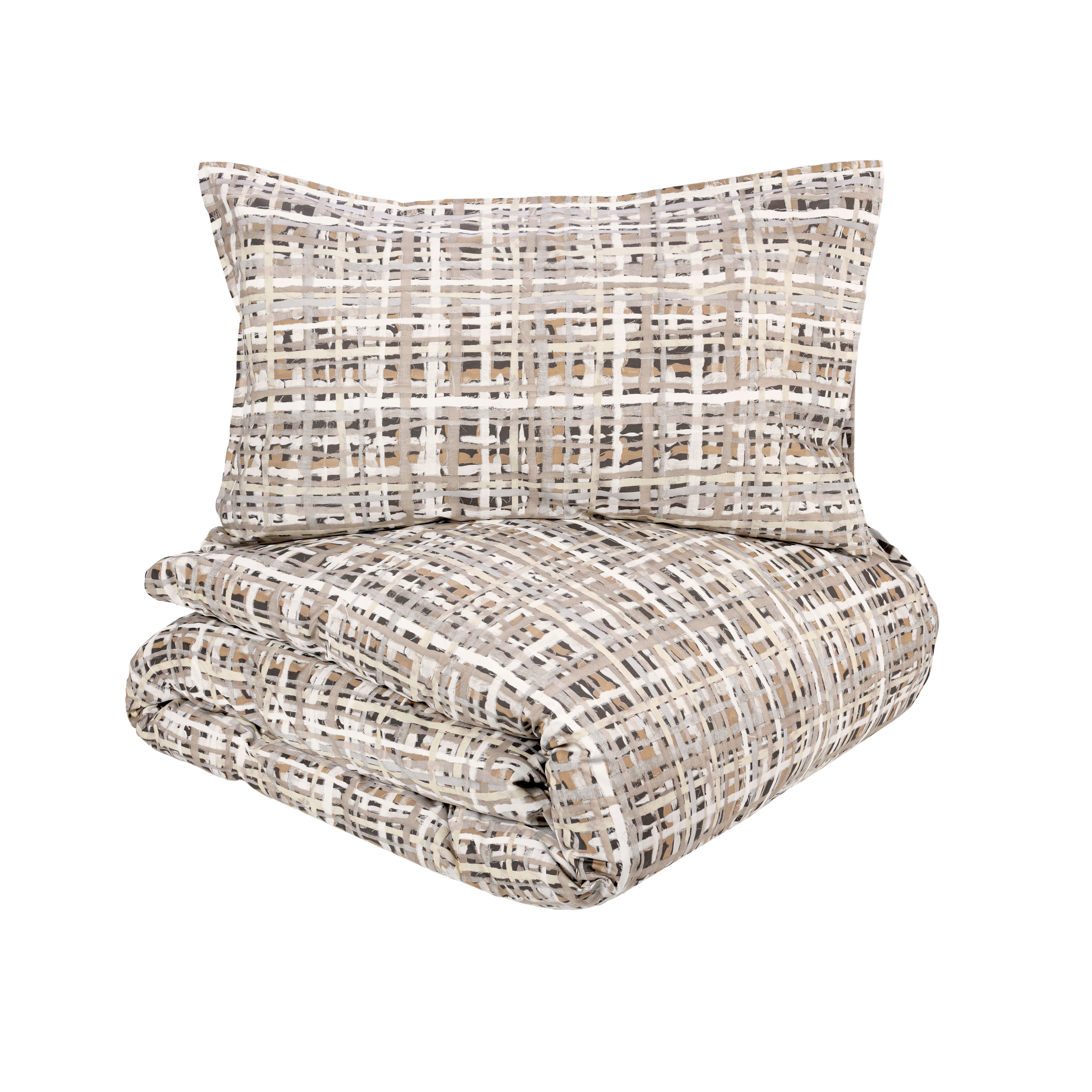 Parure Copripiumino Percalle Coco Letto Fazzini Piazza e Mezzo Neutro