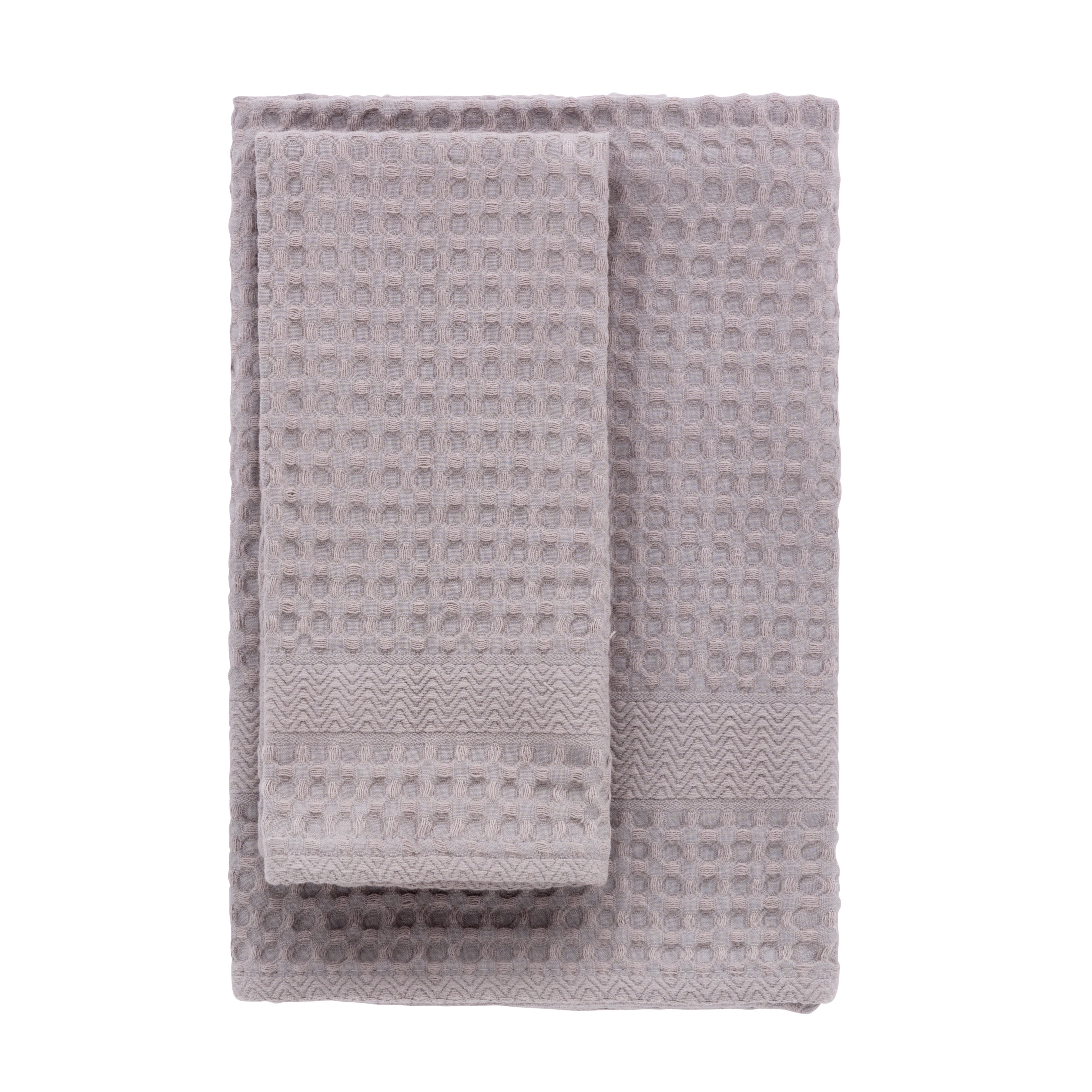 FINE SERIE Set Asciugamani Soft Apone Jacquard Bagno Moreali Tessile Casa 55 x 130 / 38 x 56 Perla