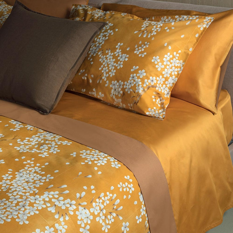 Completo Lenzuola Copriletto Percalle KIMONO Letto Fazzini Singolo Zucca