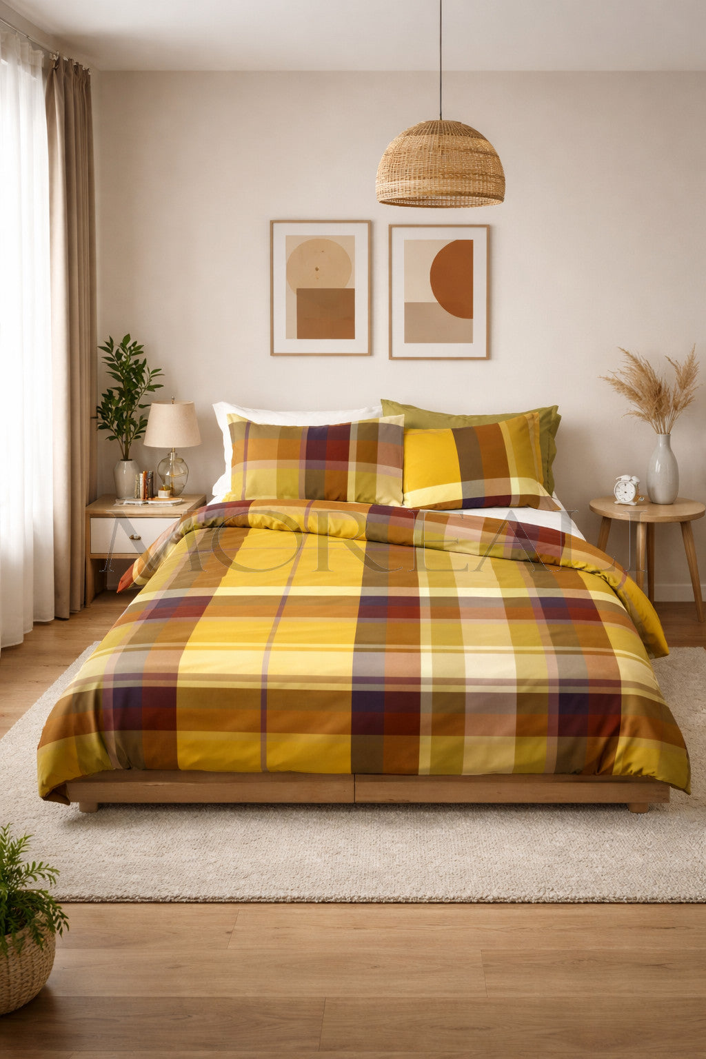 Parure Lenzuola BOSSI Ocher Letto Bossi Matrimoniale Tinto Filo