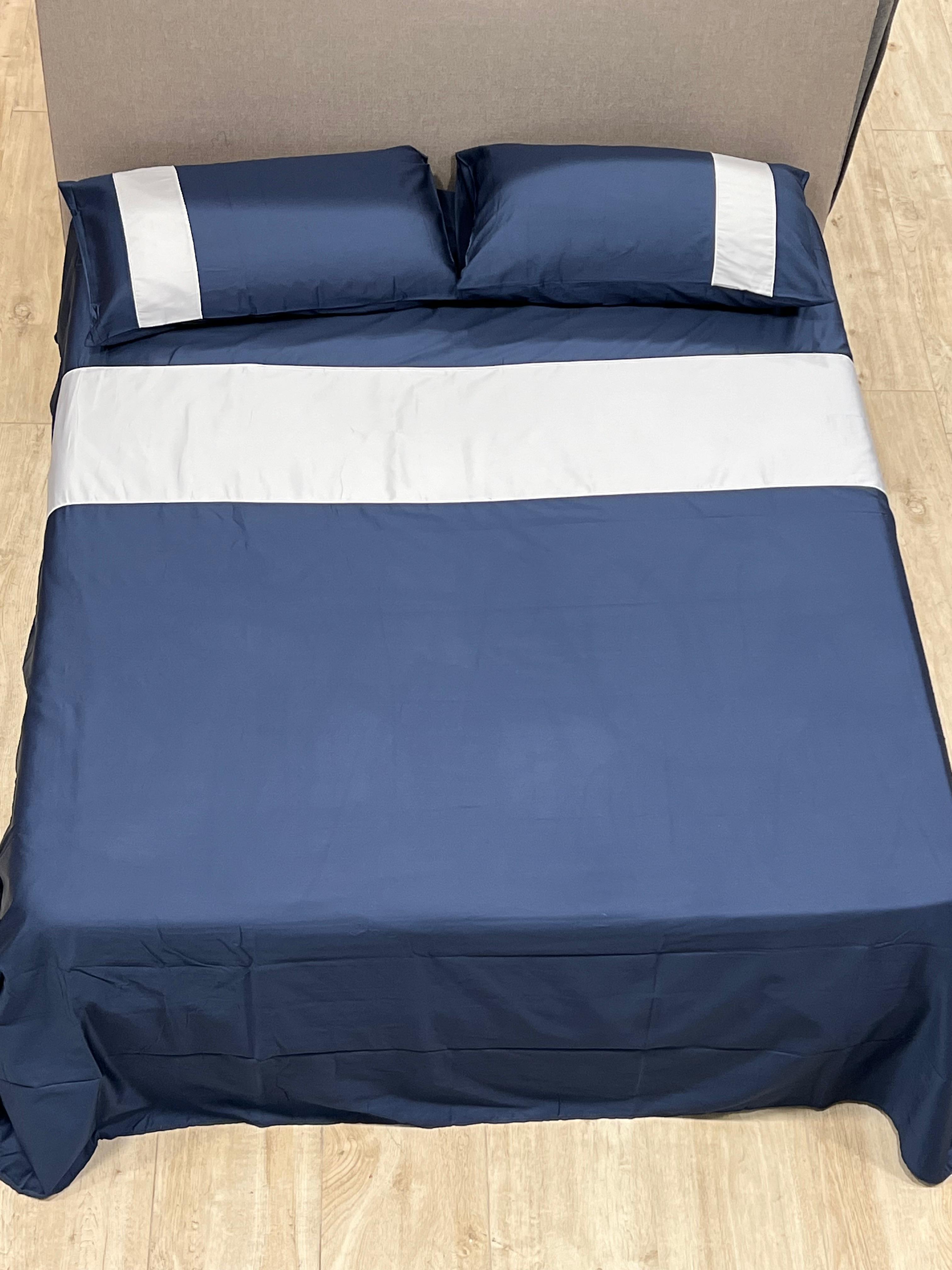 FINE SERIE Parure Copripiumino Double NiRaso Letto Moreali Tessile Casa Matrimoniale Blu Notte