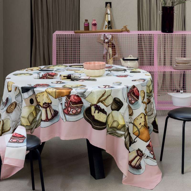 Tovaglia Panama di Cotone Stampa Piazzata CAKE Cucina TagHouse 150 x 180 Multicolor