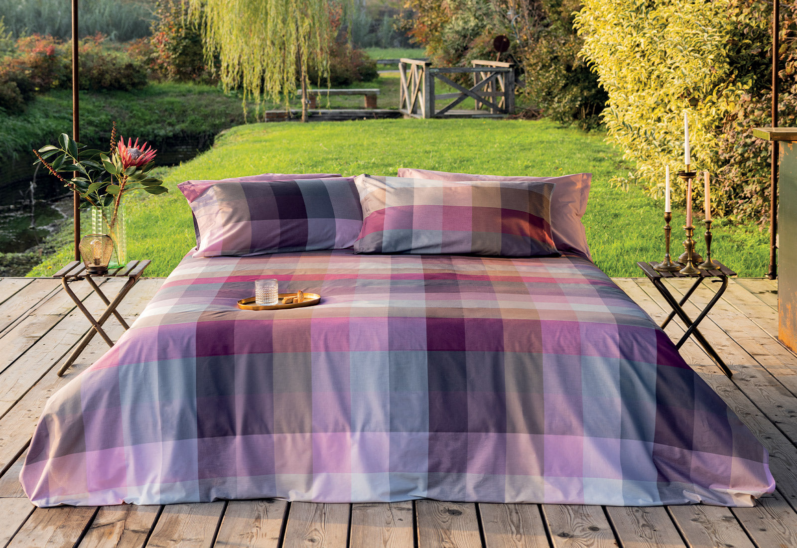 Parure Copripiumino BOSSI Geranium Letto Bossi Matrimoniale Tinto Filo