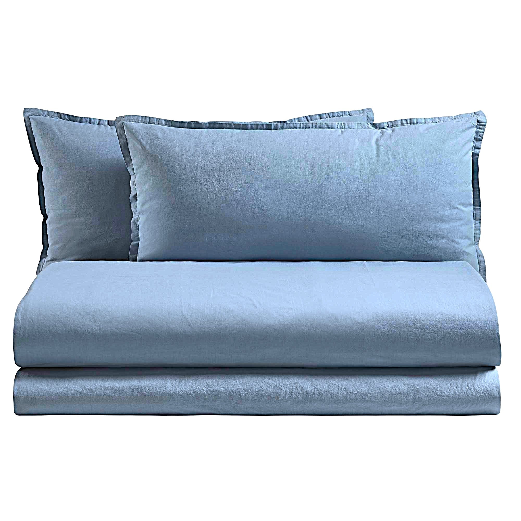 Parure Copripiumino Cotone No-Stiro ESSENZIALE Letto Moreali Tessile Casa Matrimoniale Azzurro Polvere