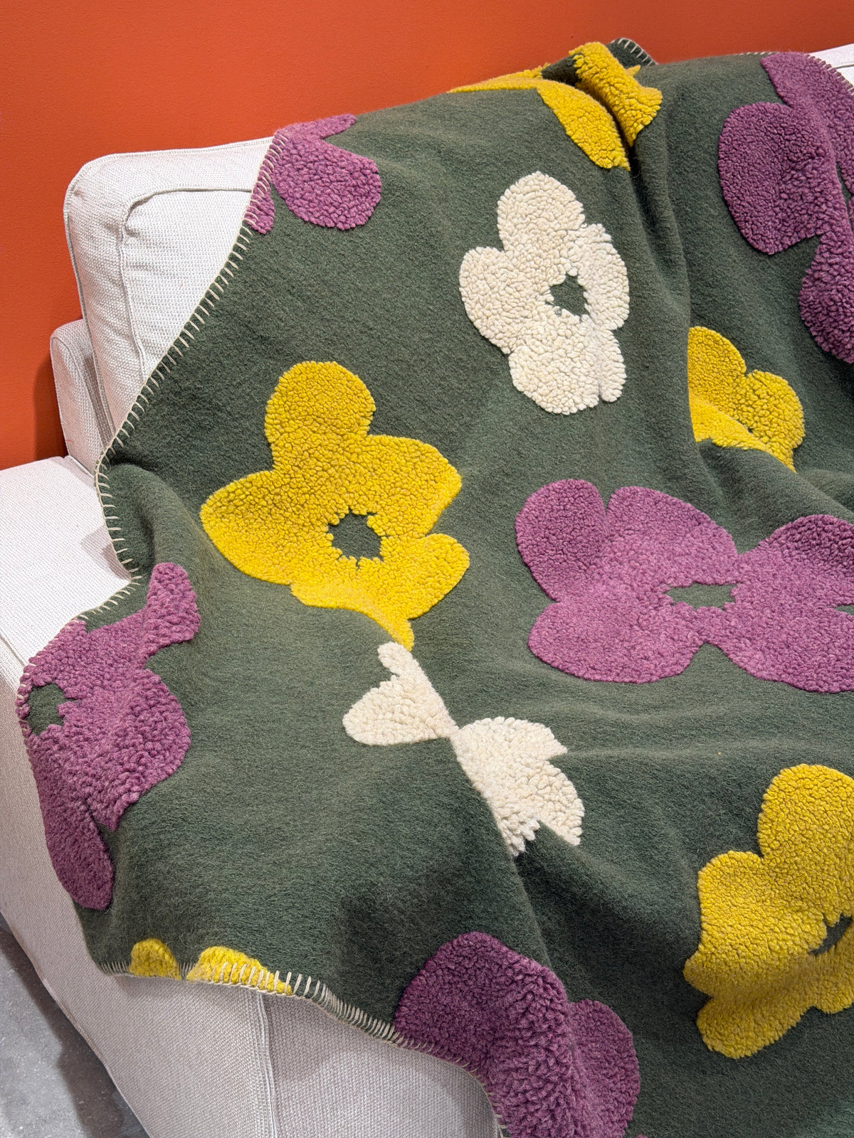 Plaid Lana Cotta Italiana POP ART FLOWERS Soggiorno Moreali Tessile Casa
