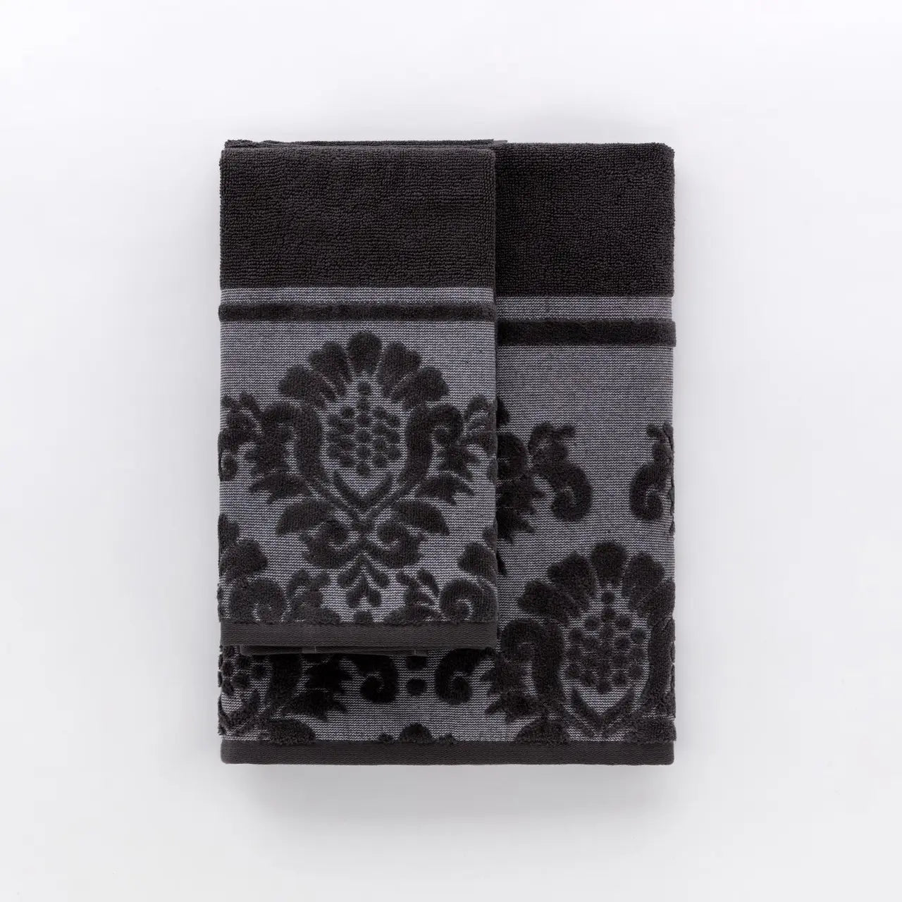 Set Asciugamani Jacquard SAVOY Bagno Riviera 60 x 110 / 40 x 60 Grigio Scuro
