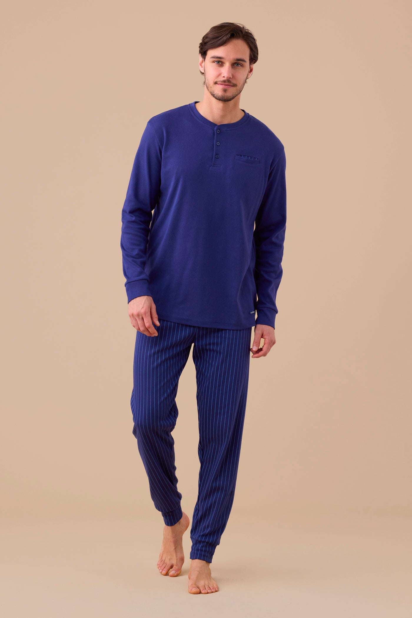 Pigiama Uomo Cotone Righe Abbigliamento noidinotte S Blu
