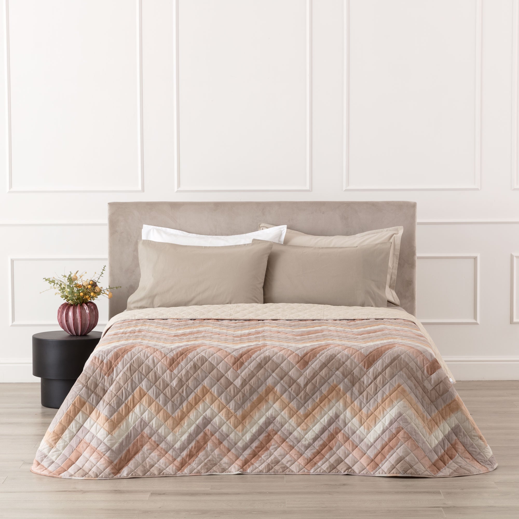 POPUP - Trapuntino in Cotone Stampato ARBEN Letto Riviera Matrimoniale 260 x 270 Crema