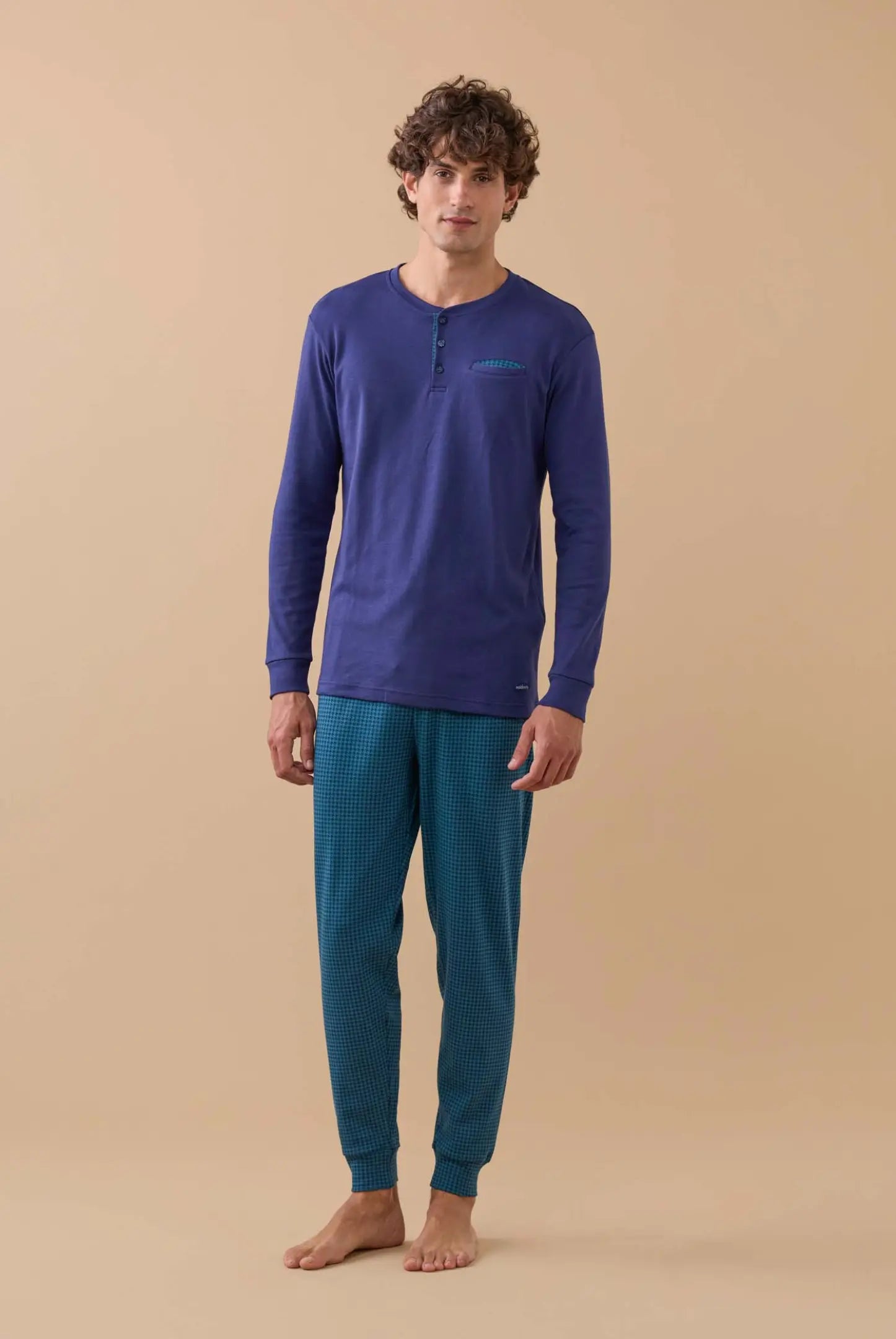 Pigiama Uomo Cotone Quadretti Abbigliamento noidinotte S Blu Navy