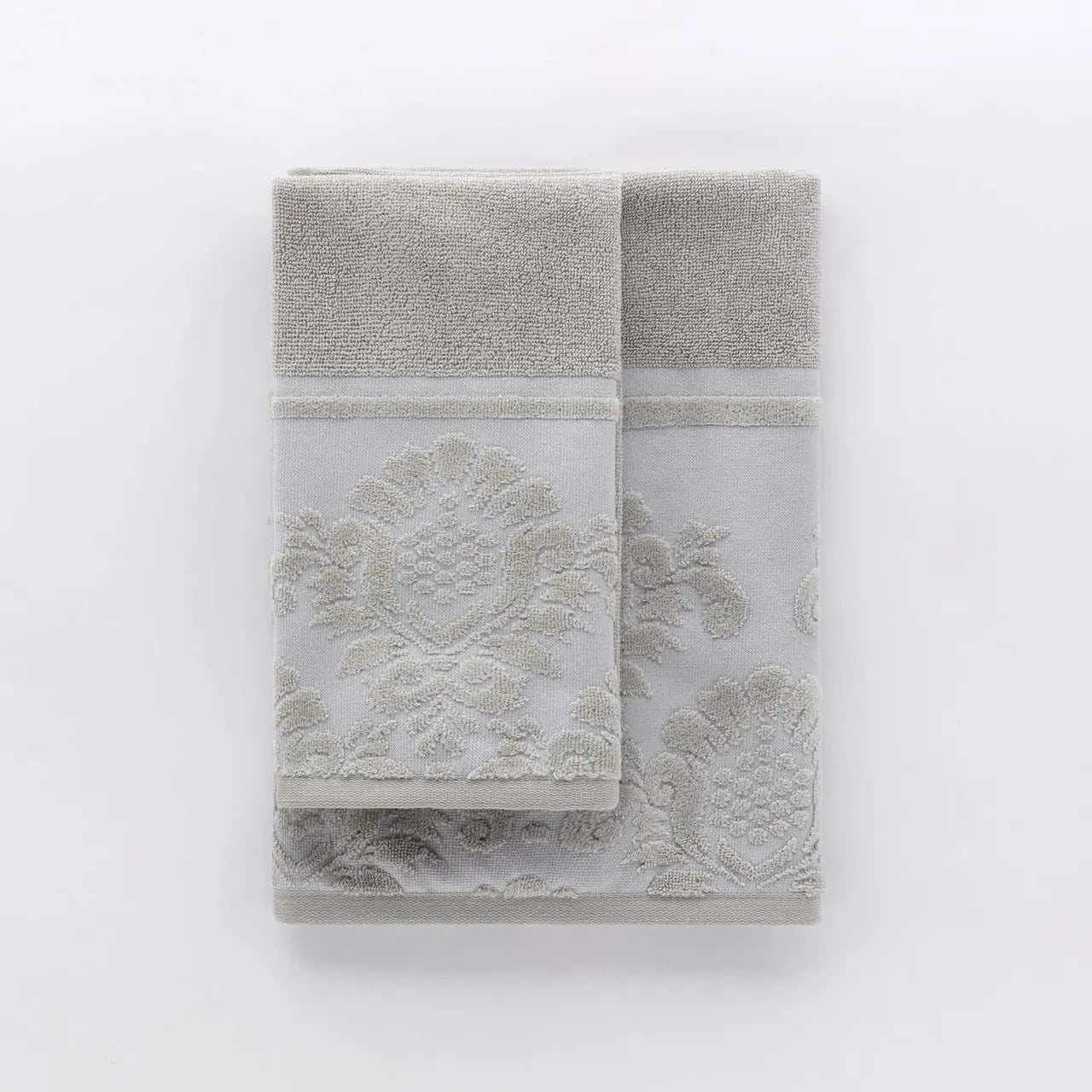 Set Asciugamani Jacquard SAVOY Bagno Riviera 60 x 110 / 40 x 60 Grigio Chiaro