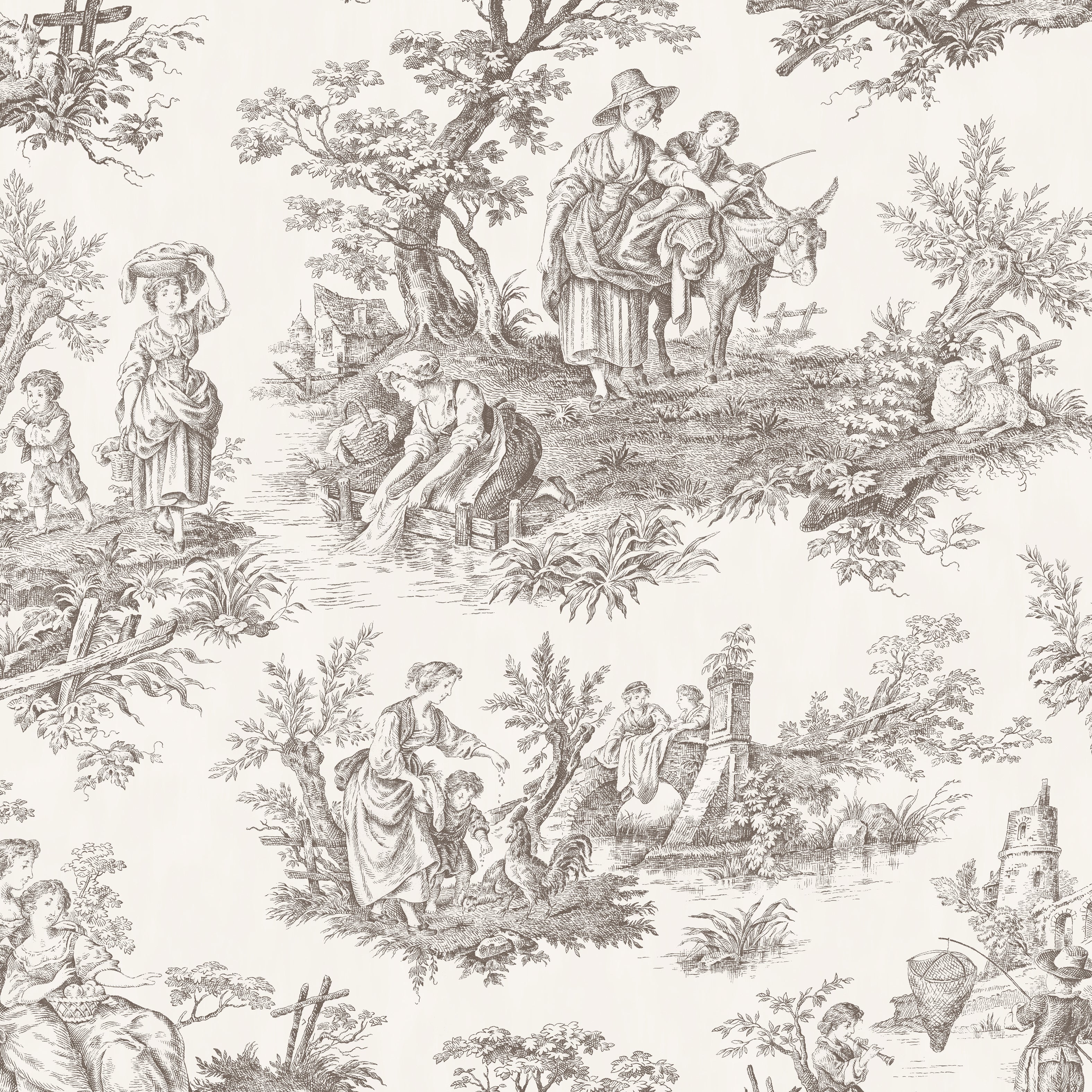 Parure Copripiumino Raso 300TC Stampa Digitale Toile De Jouy Letto Reevèr