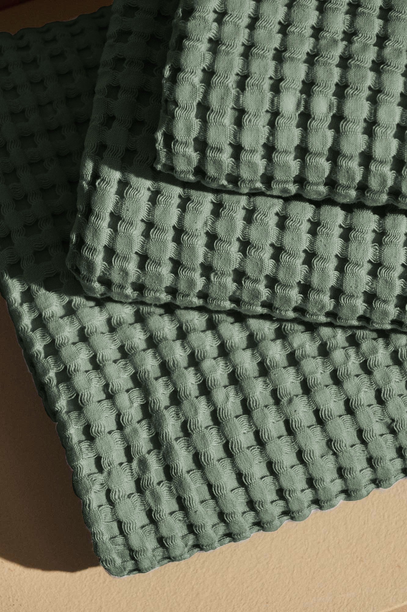 Set Asciugamani Garment Washed APE REGINA Bagno Moreali Tessile Casa 60 x 115 / 50 x 65 Verde
