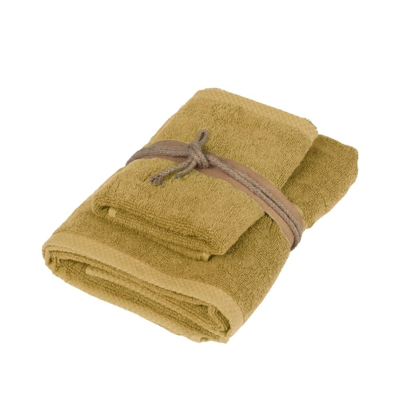 Coppia Asciugamani Square Bagno Fazzini 60 x 110 / 40 x 60 Senape