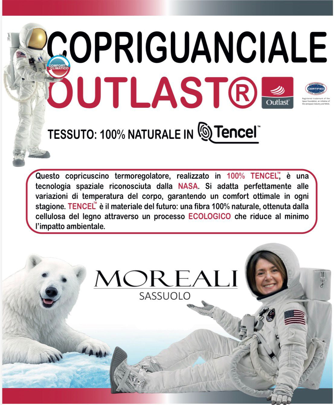 Copriguanciale Termoregolatore TENCEL Outlast® 2.0 Materasso Moreali Tessile Casa