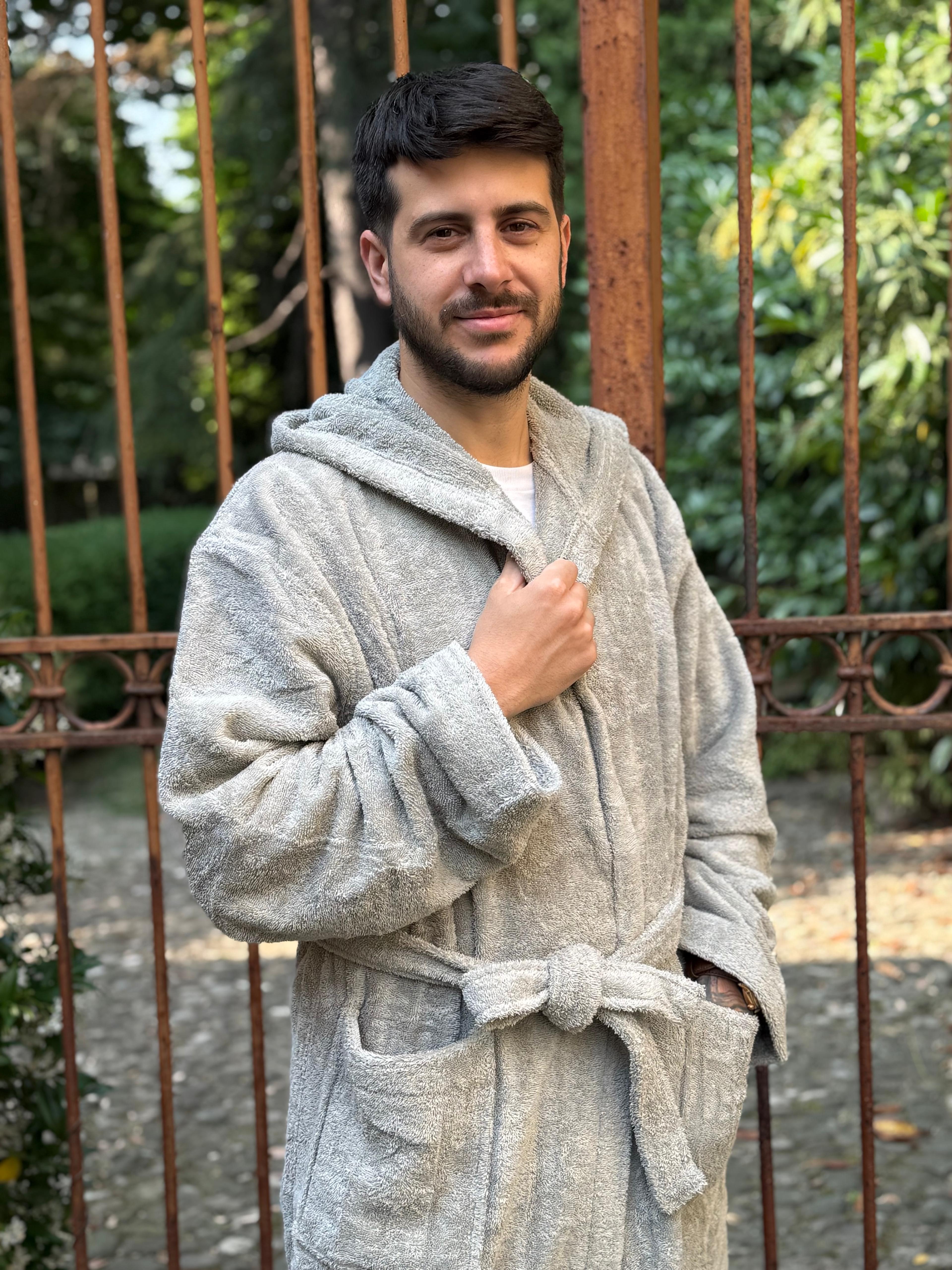 Accappatoio in Spugna Soft CAREZZA Bagno Moreali Tessile Casa S Grigio