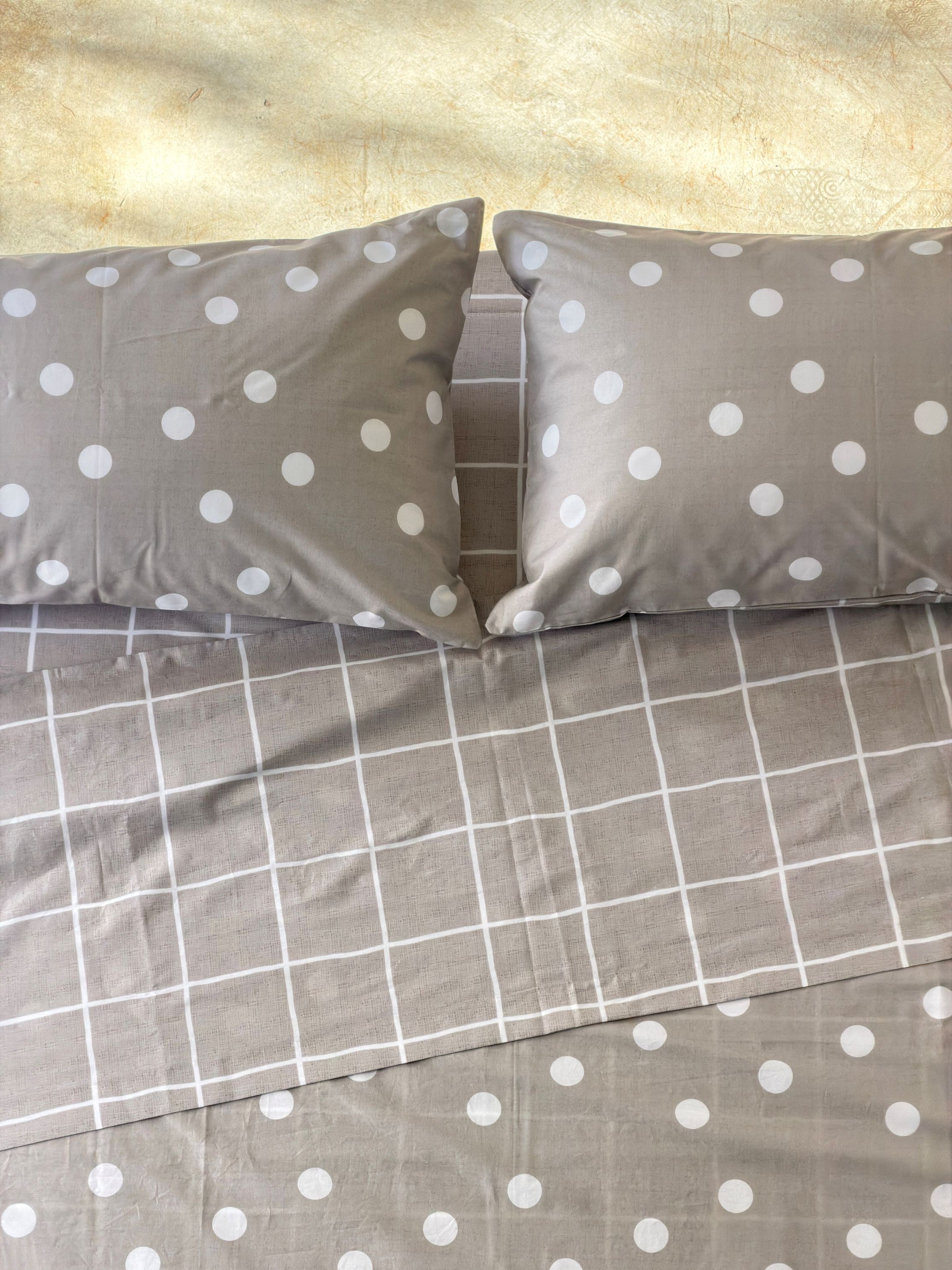 Completo Lenzuola Copriletto Pois-Quadri EASY Letto Moreali Tessile Casa
