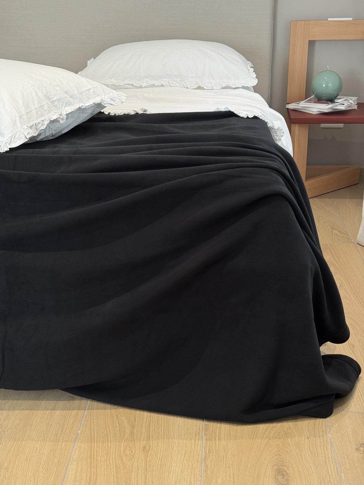 Coperta Pile Battuto ABBRACCIO Soggiorno Moreali Tessile Casa Matrimoniale 250 x 210 Nero