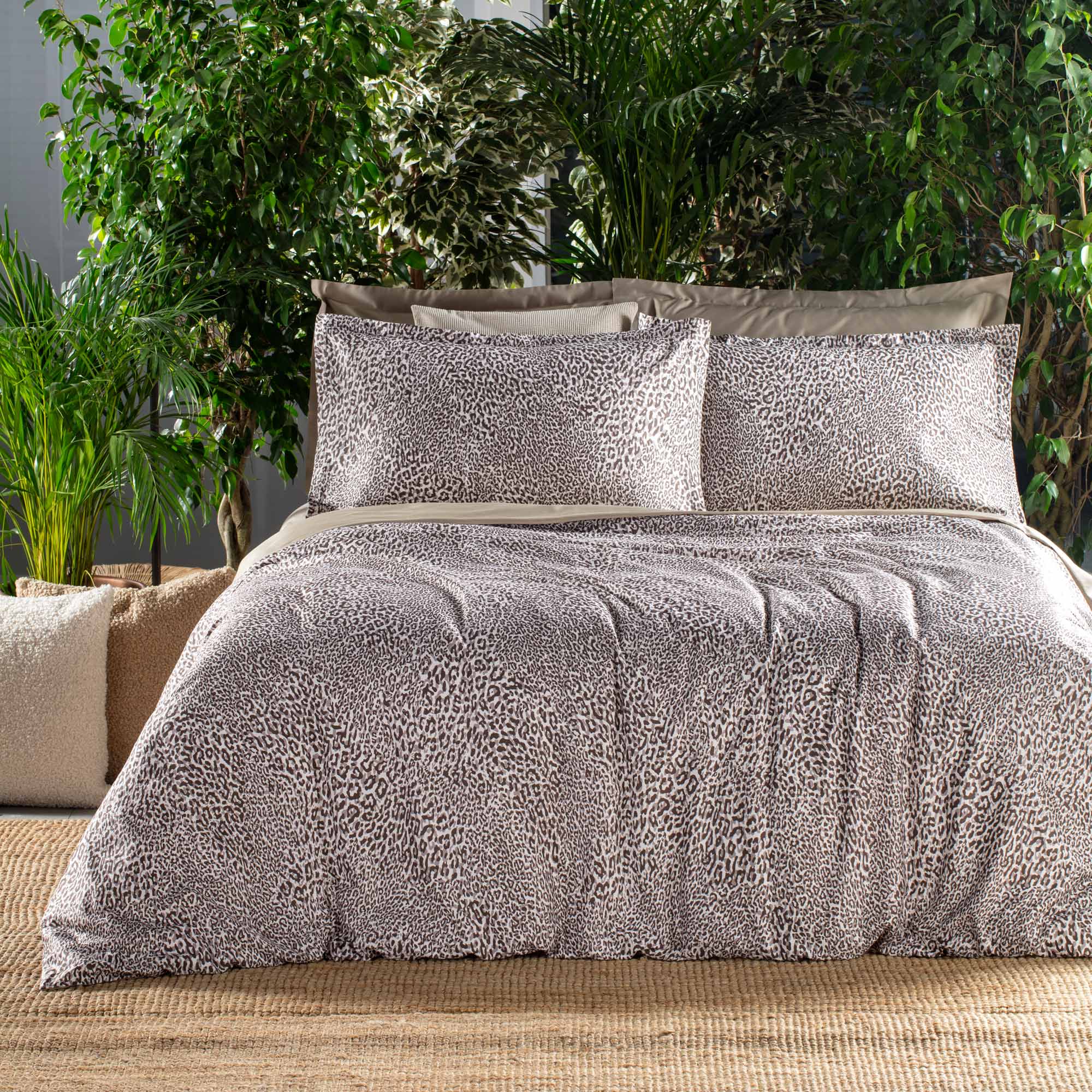 Parure Copripiumino Raso 300TC Stampa Digitale Dama Letto Reevèr Matrimoniale Lino