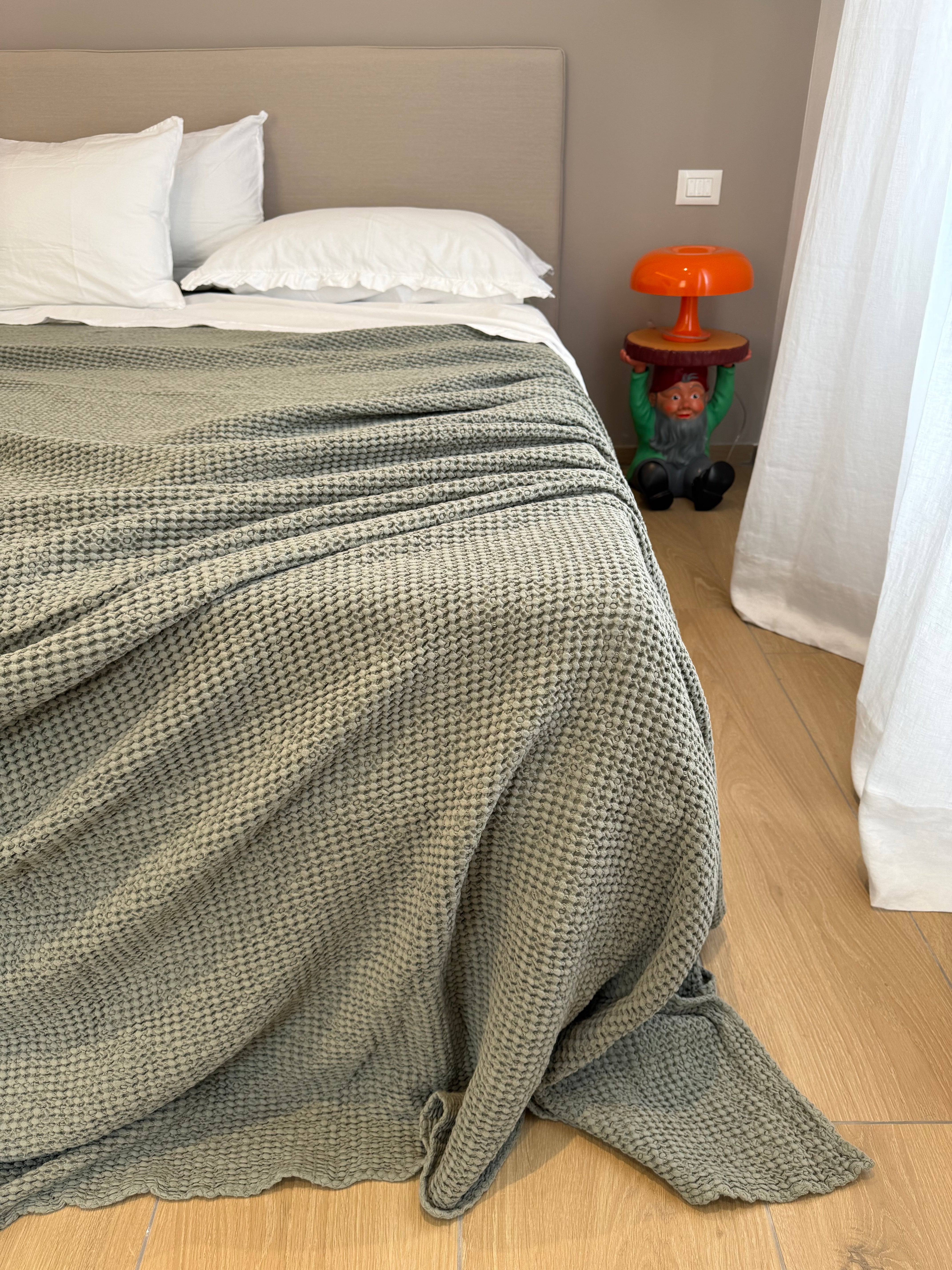 Copriletto Stone Washed Nido D'Ape Letto Moreali Tessile Casa