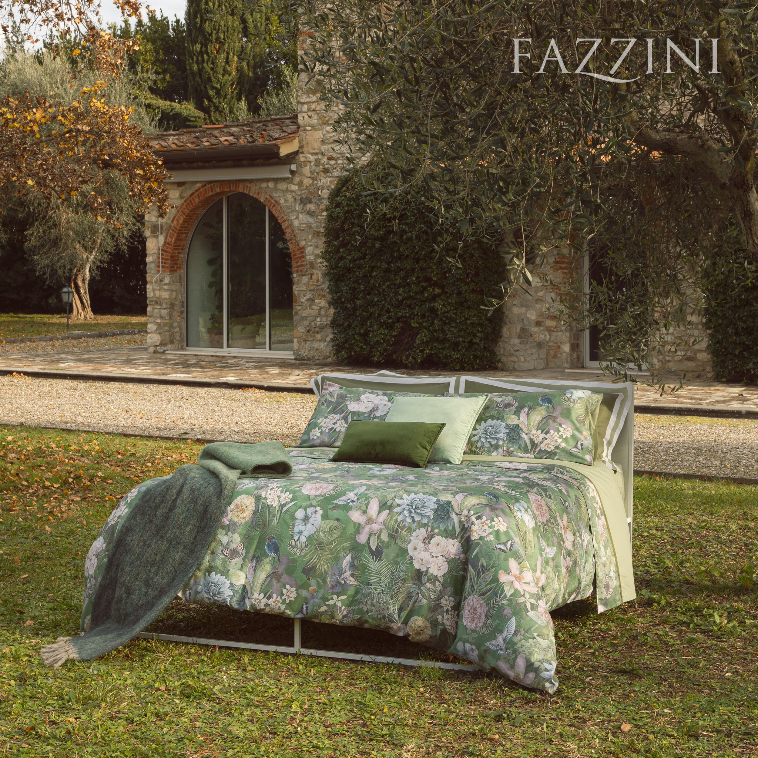 Parure Copripiumino Raso 300TC Protea Letto Fazzini