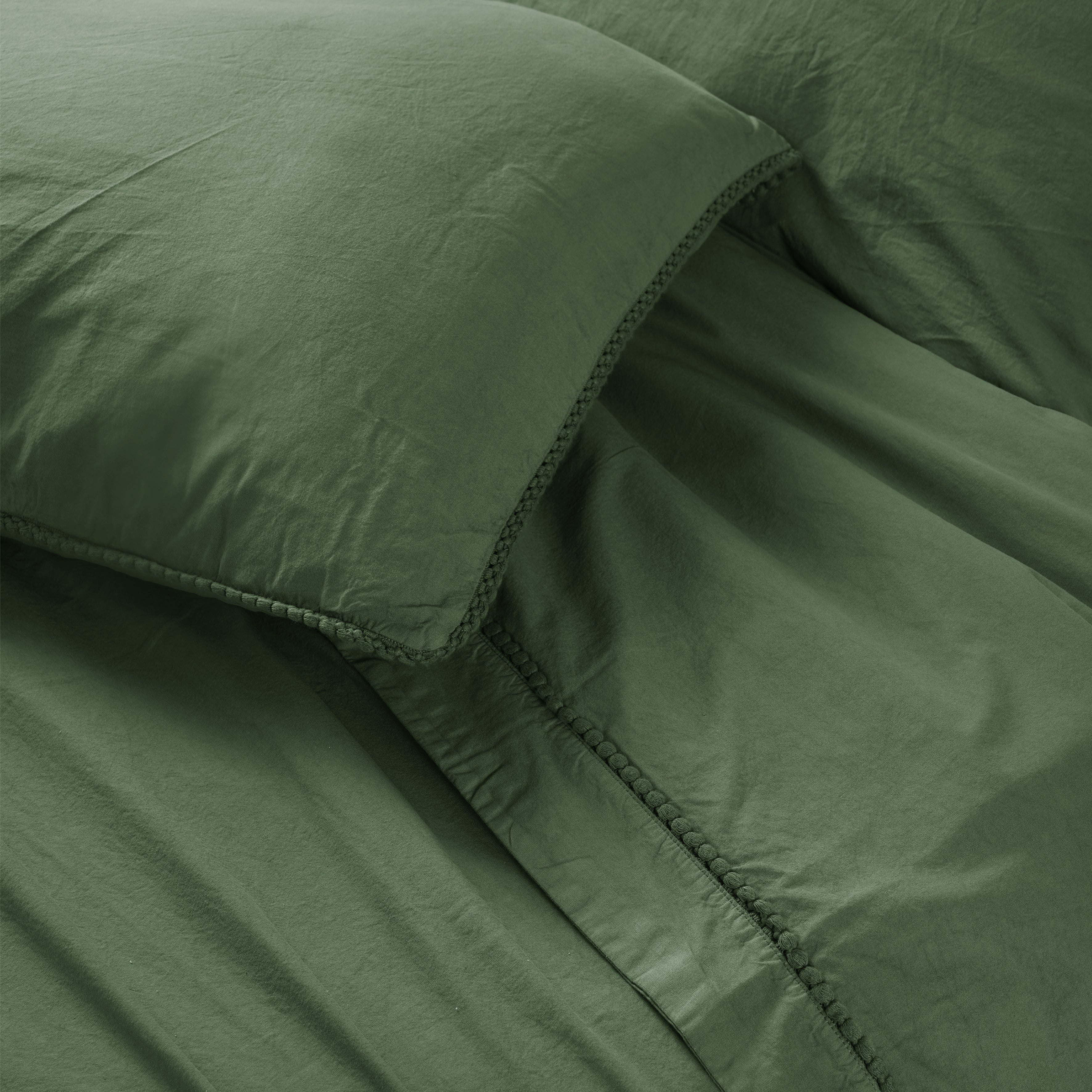 Parure Lenzuola No-Stiro PONPON Letto Moreali Tessile Casa Matrimoniale Verde