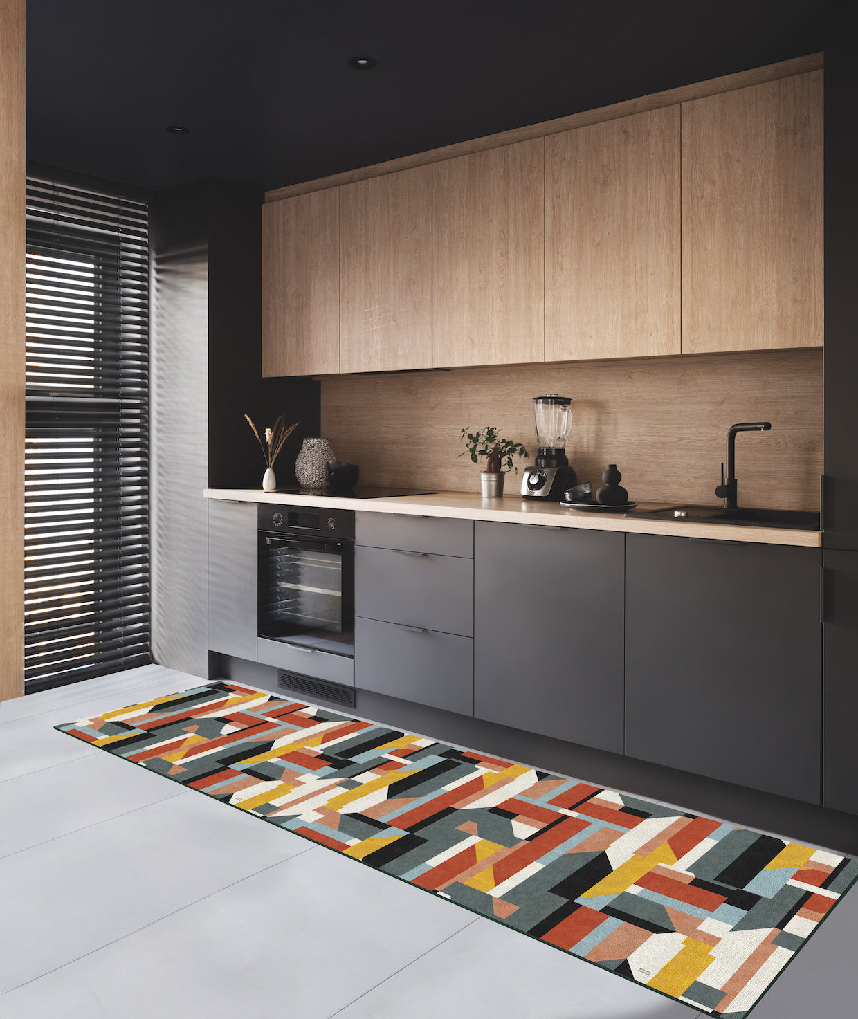 Tappeto Da Cucina al Metro Mondrian Soggiorno Moreali Tessile Casa 52 cm Multicolor