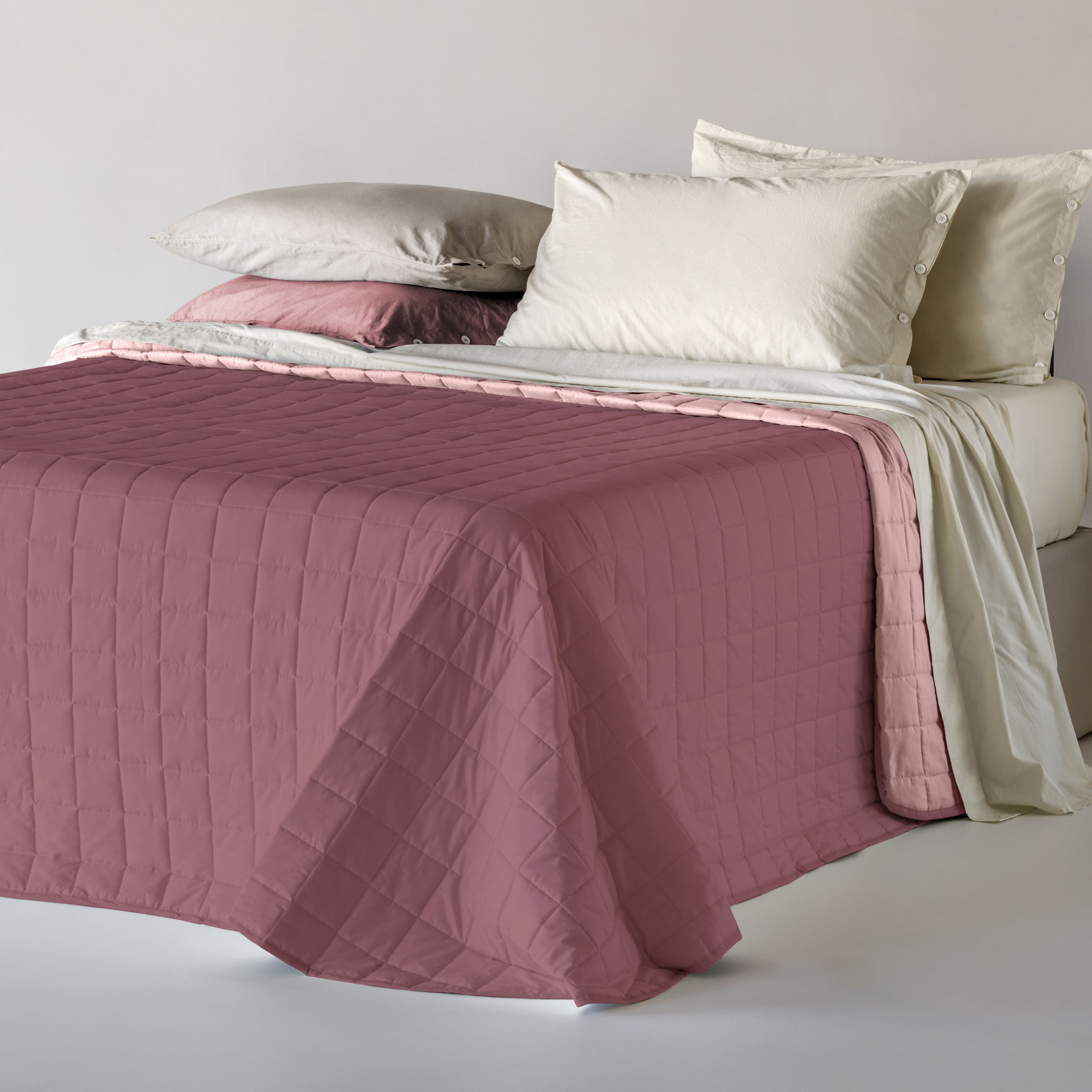 Trapuntino in Microfibra Bicolore PASSEPARTOUT Letto Riviera Matrimoniale 260 x 260 Rosa Loto