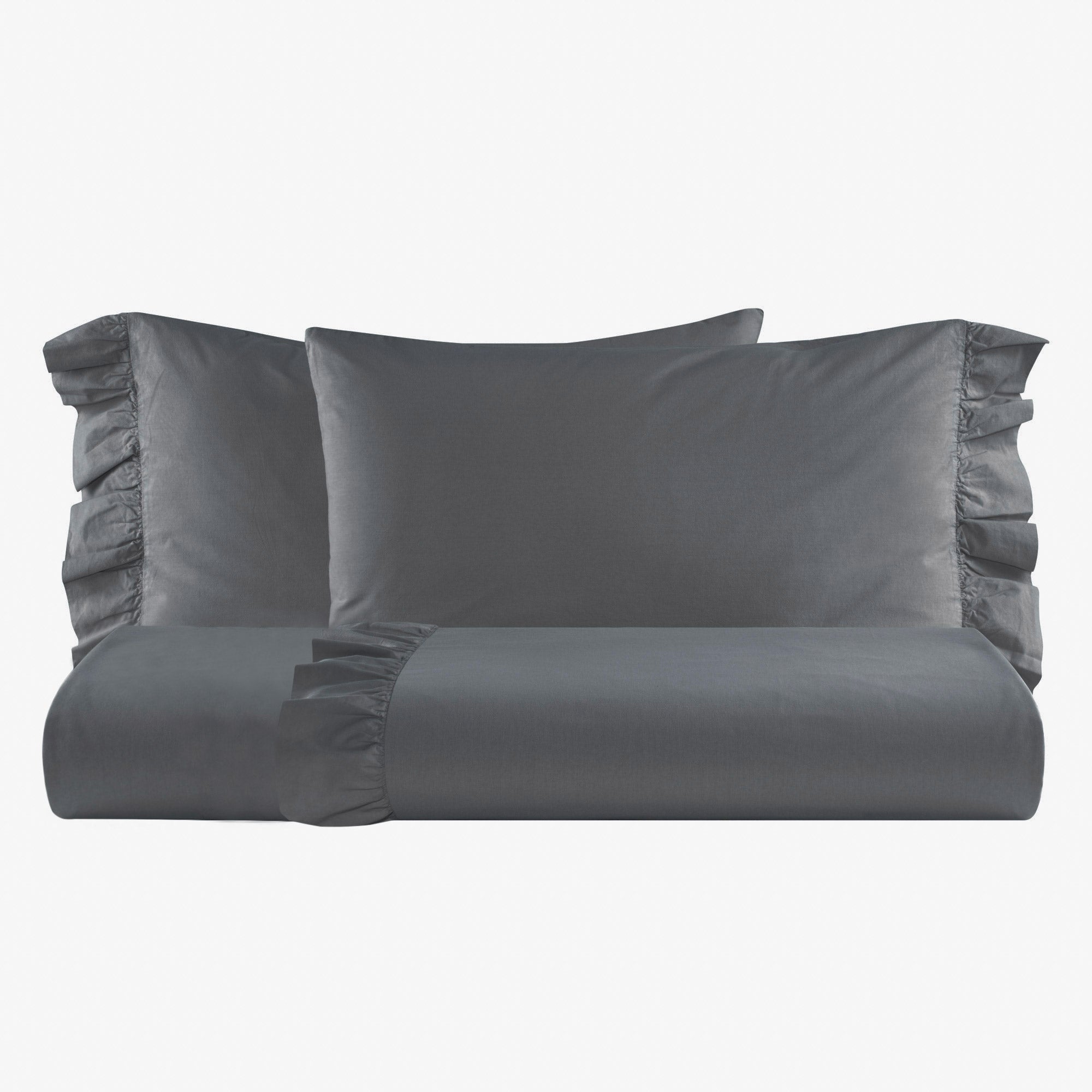 FINE SERIE Parure Lenzuola No-Stiro FRAPPA LAB Letto Moreali Tessile Casa Matrimoniale Antracite