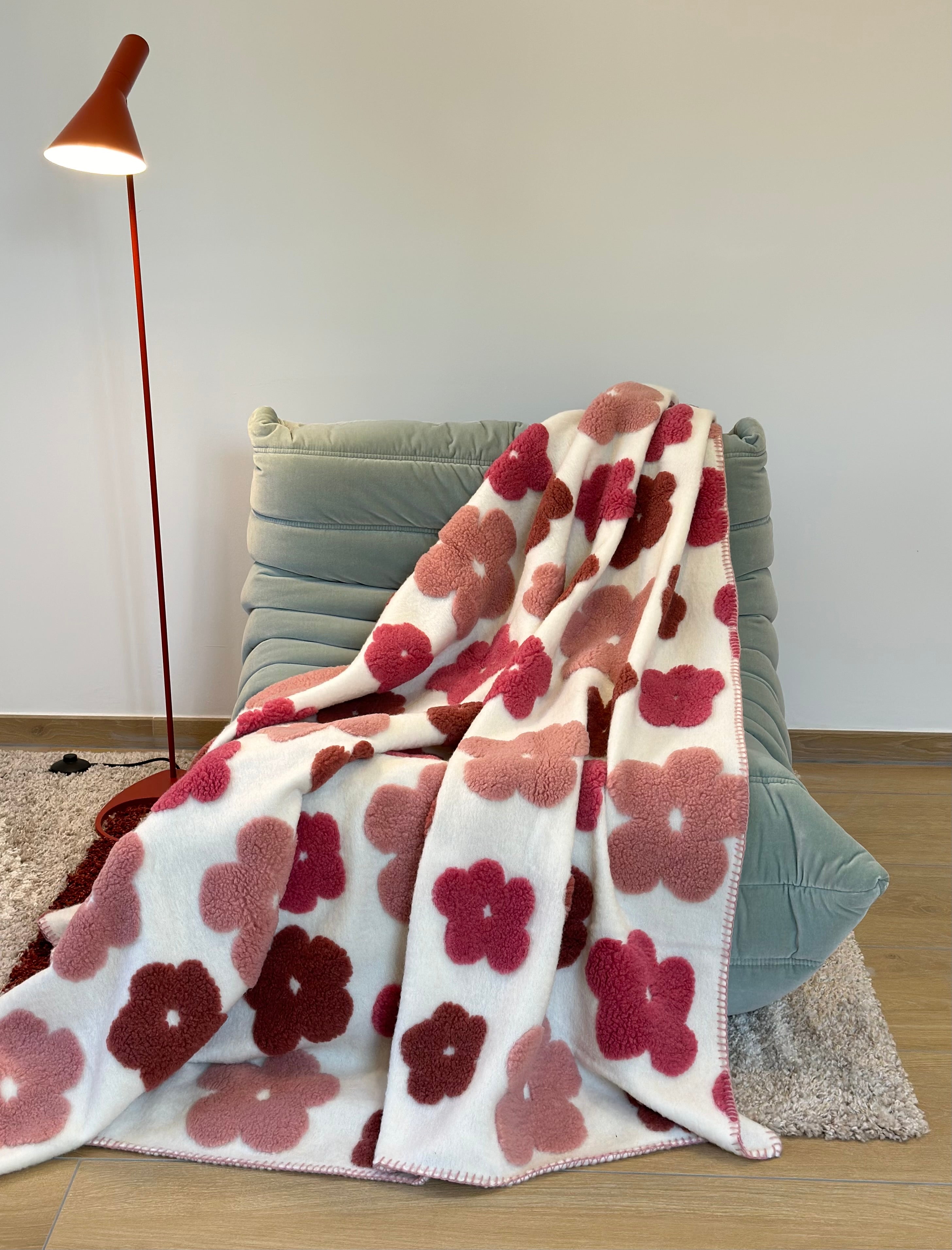 Plaid Lana Cotta Italiana POP ART FLOWERS Soggiorno Moreali Tessile Casa