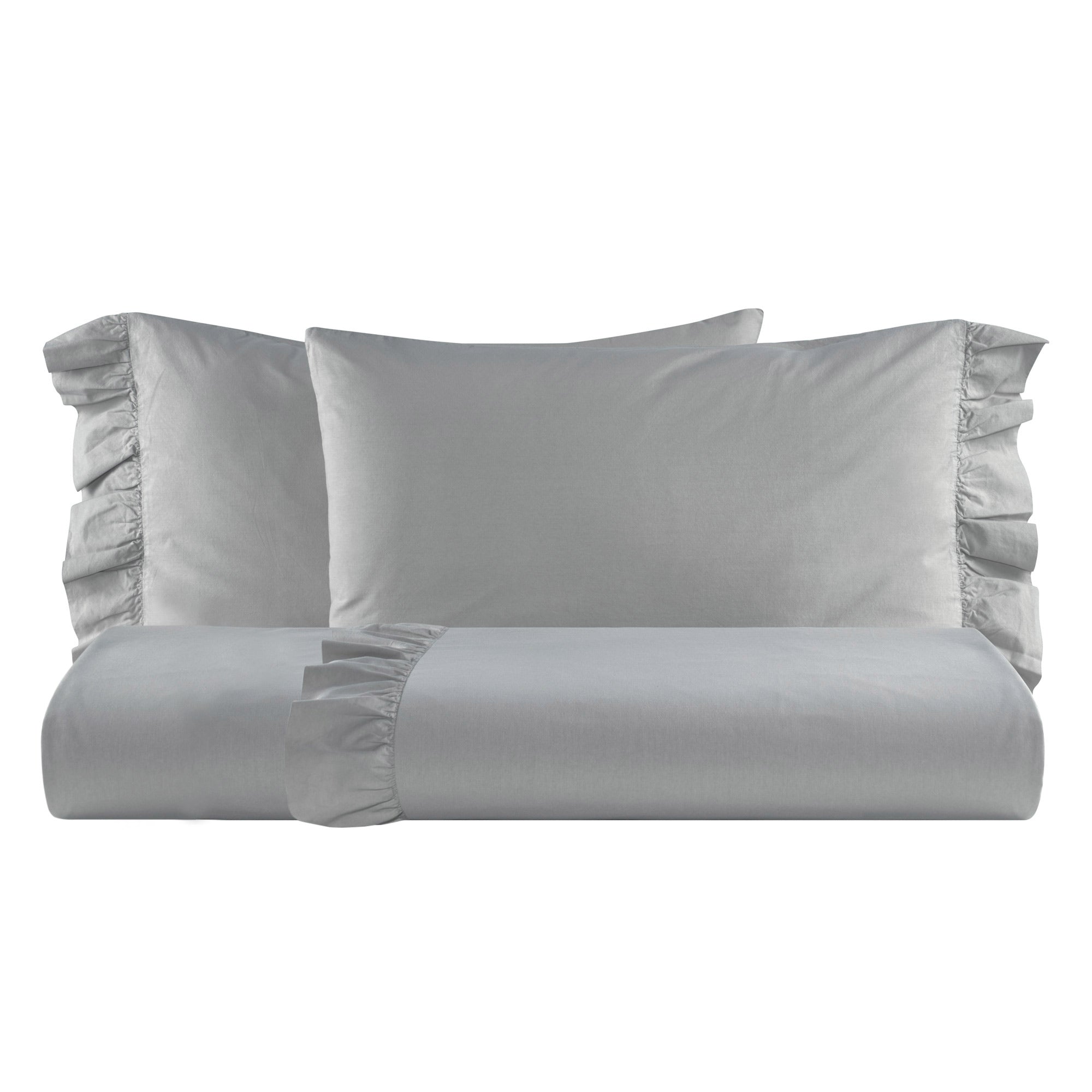 FINE SERIE Parure Lenzuola No-Stiro FRAPPA LAB Letto Moreali Tessile Casa Matrimoniale Grigio