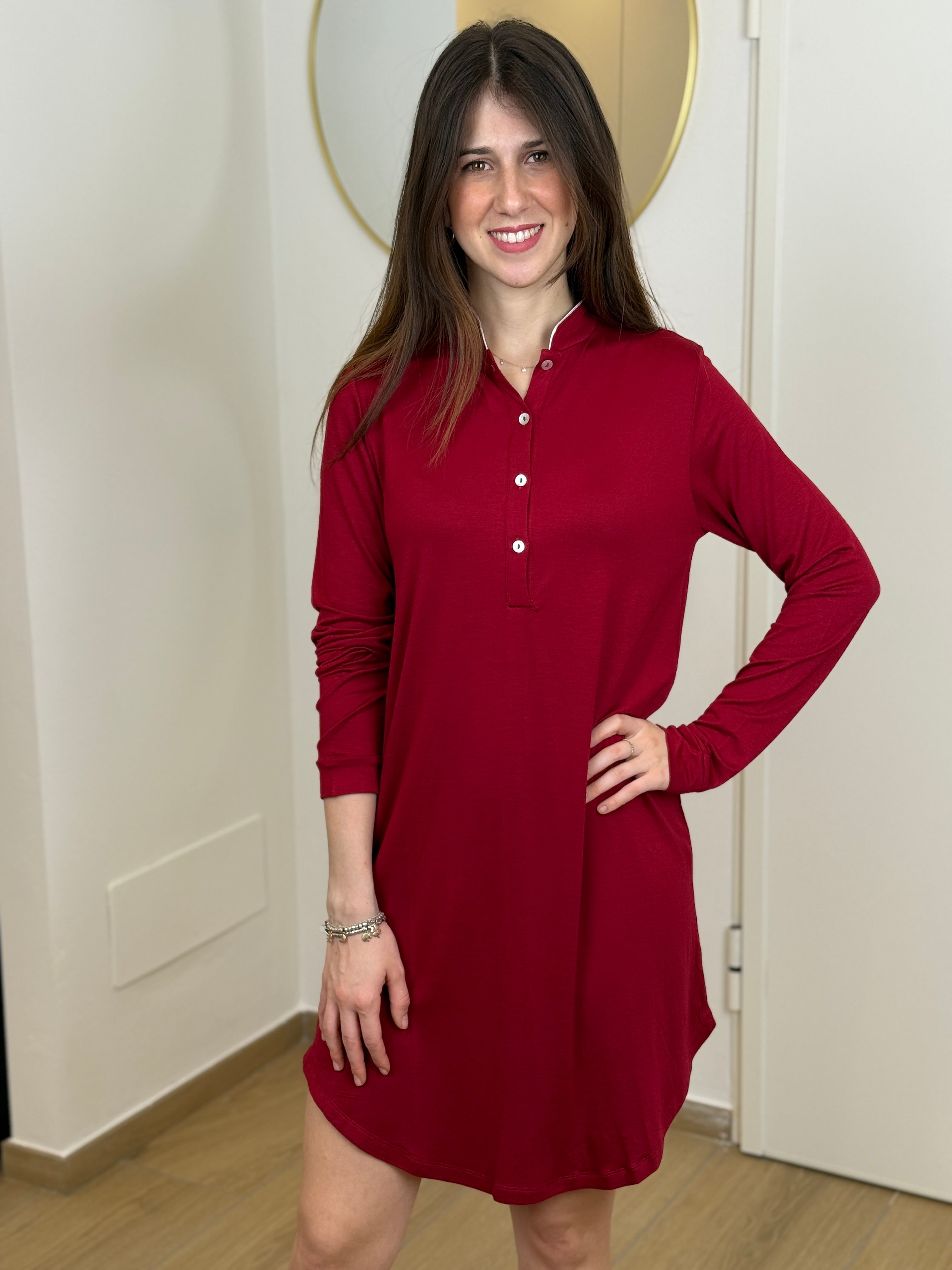 Camicia da Notte Donna Piping Abbigliamento Moreali Tessile Casa