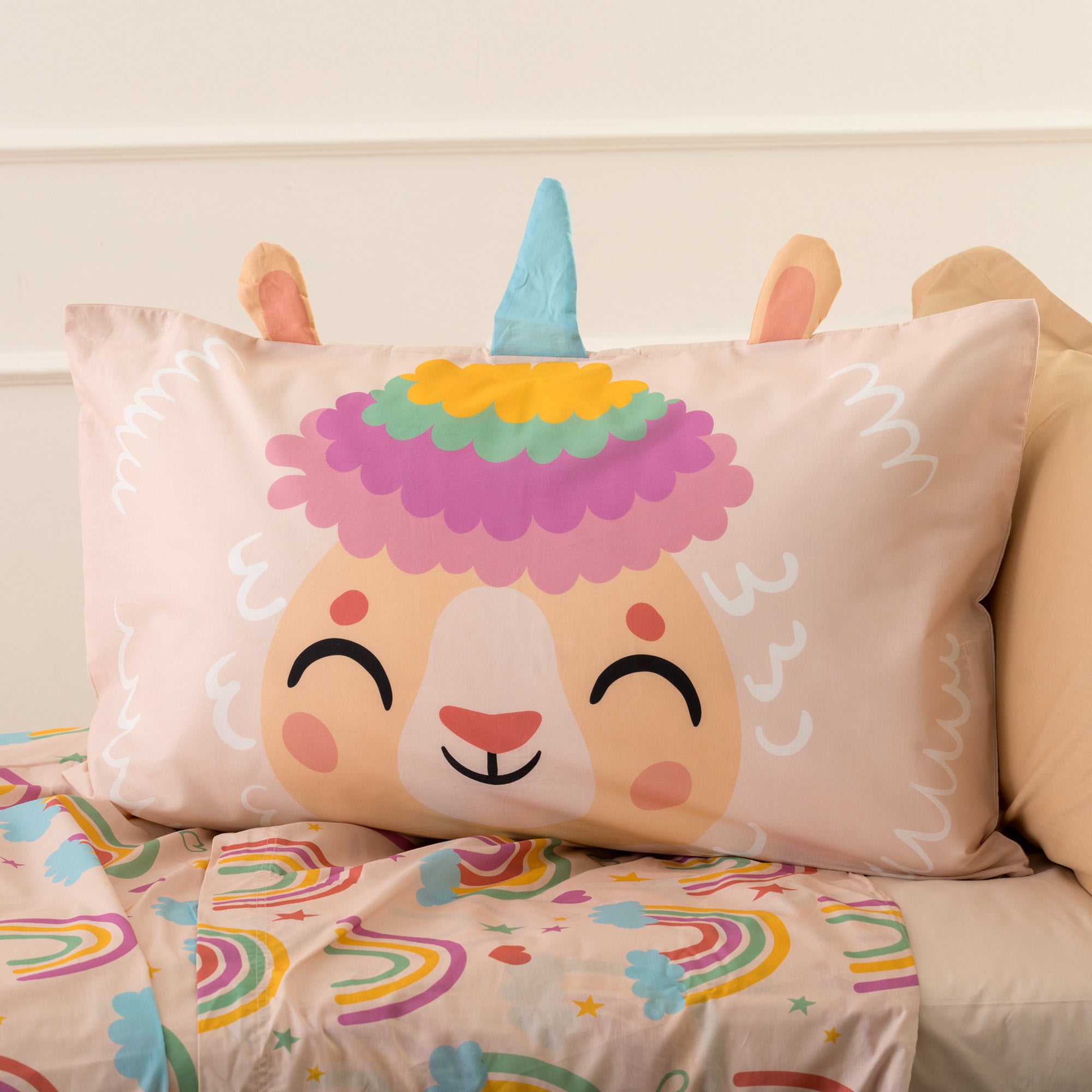 Completo Lenzuola KIDS Percalle Stampato RAINBOW Letto Riviera